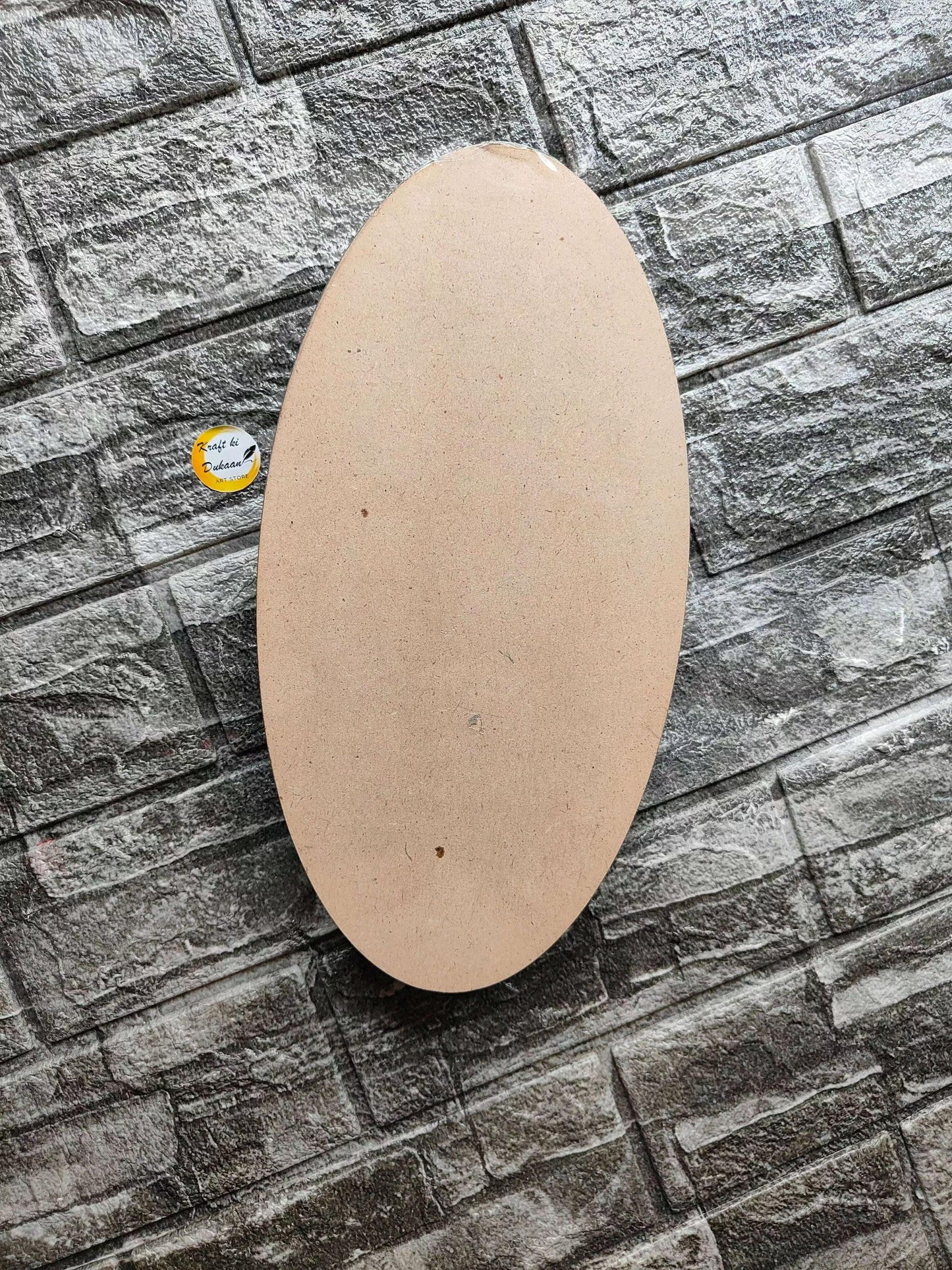 12" oval MDF board, light beige unfinished surface