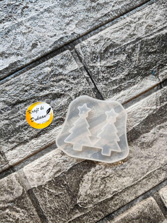 2-cavity earring mould, clear insert with two tree-shaped earring outlines