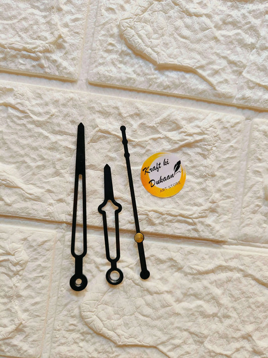 Clock hands metal set in black with gold accent