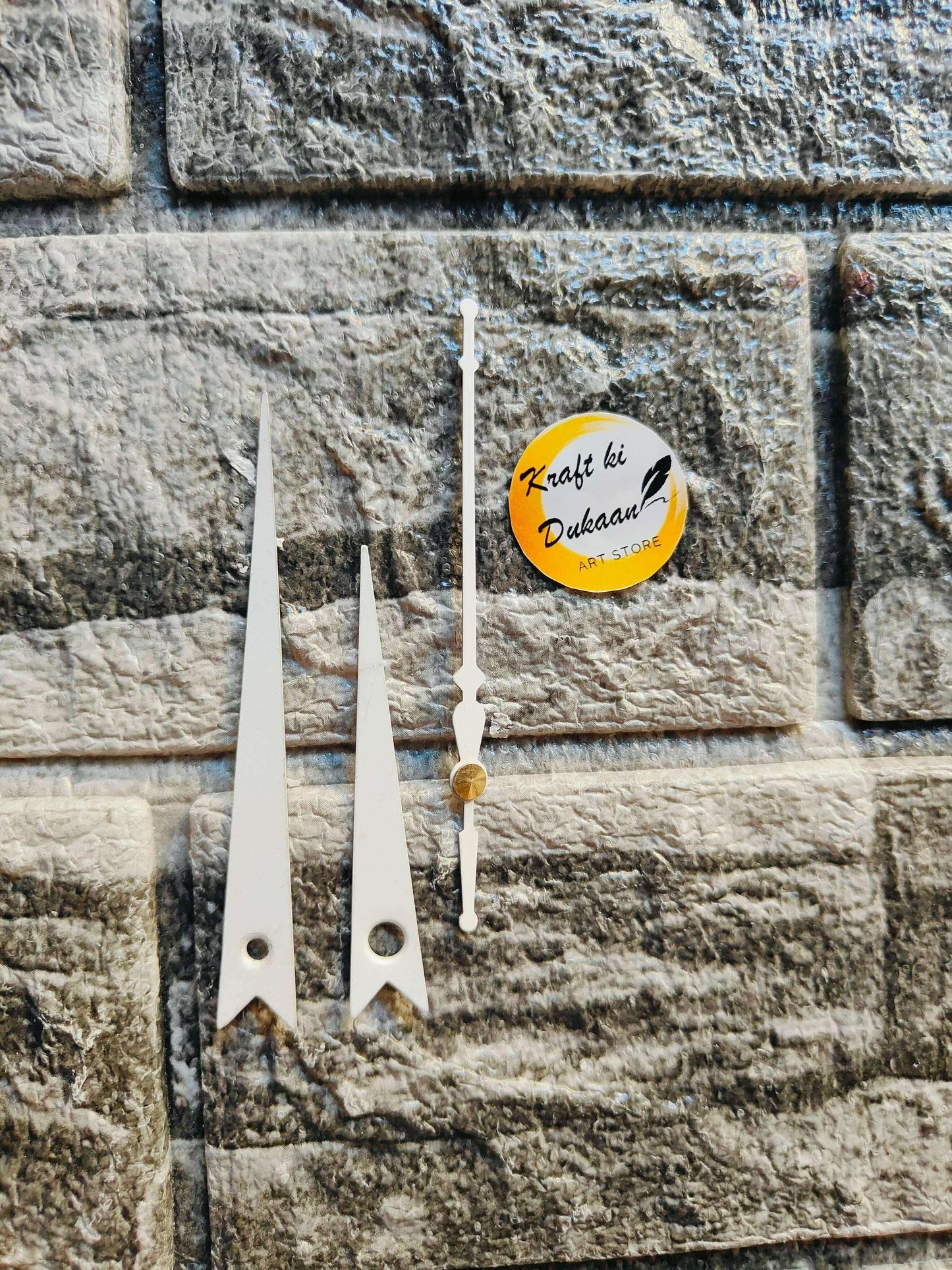 Clock Hands Metal A3, white metal clock hands with pointed tips and mounting holes