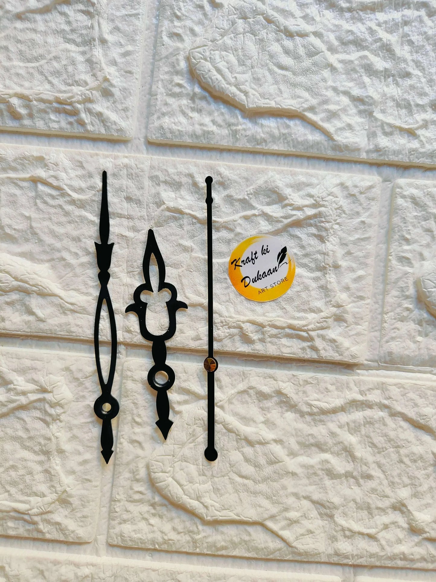 Black metal clock hands set, A18, long stem and ornate center pieces