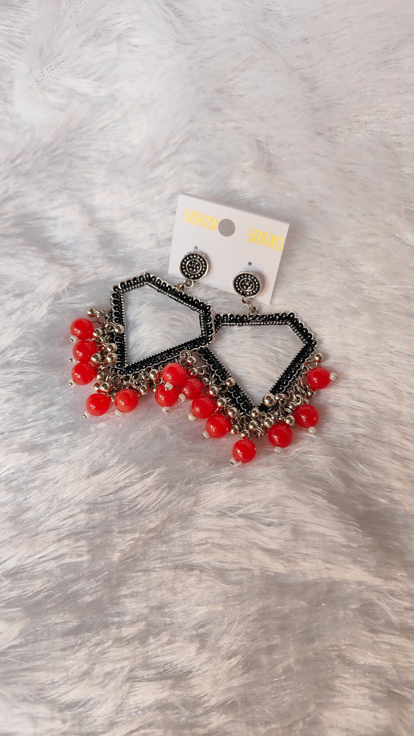 Silver Jhumka with Beads A18