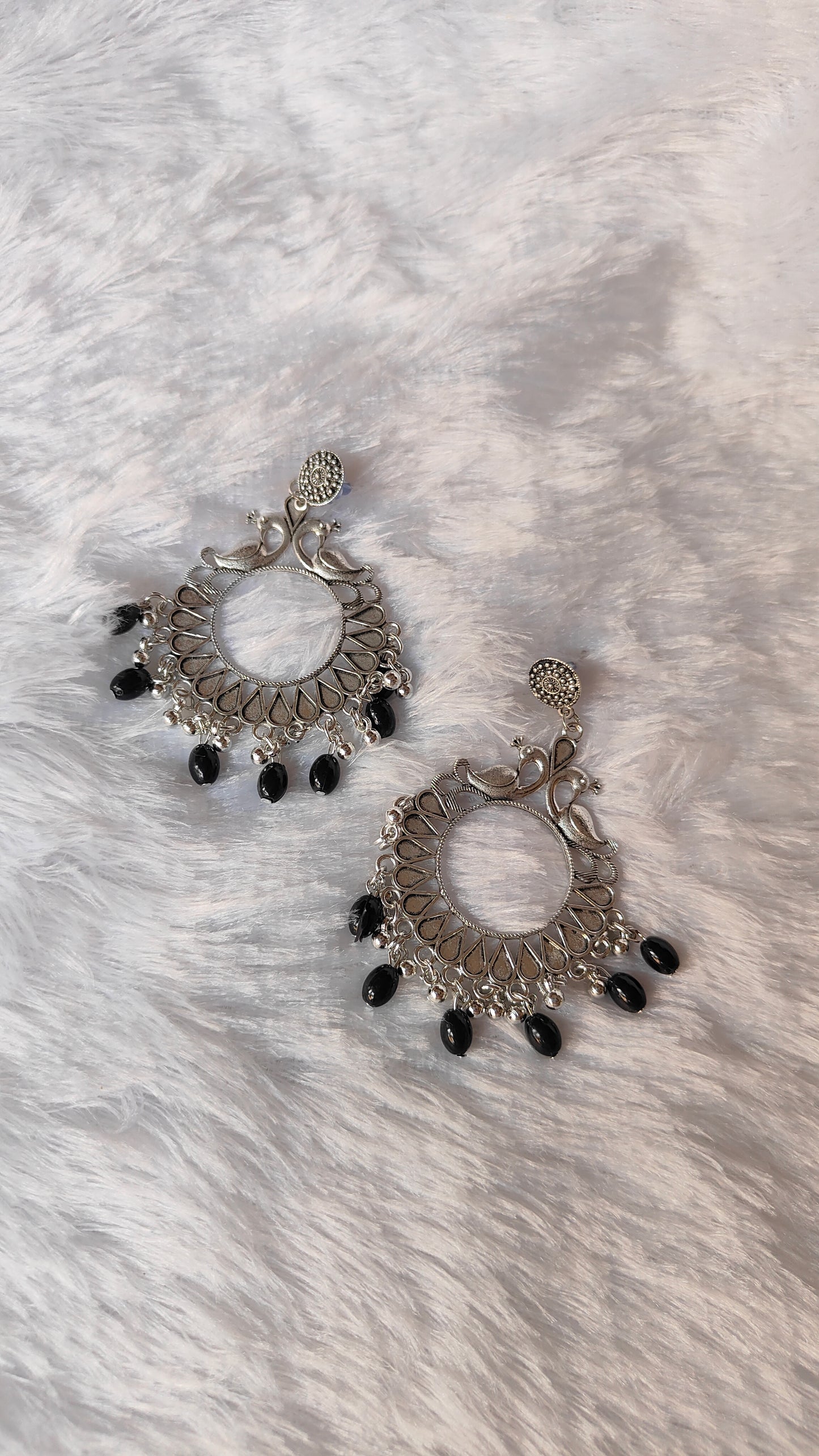 Silver Jhumka with Beads A17