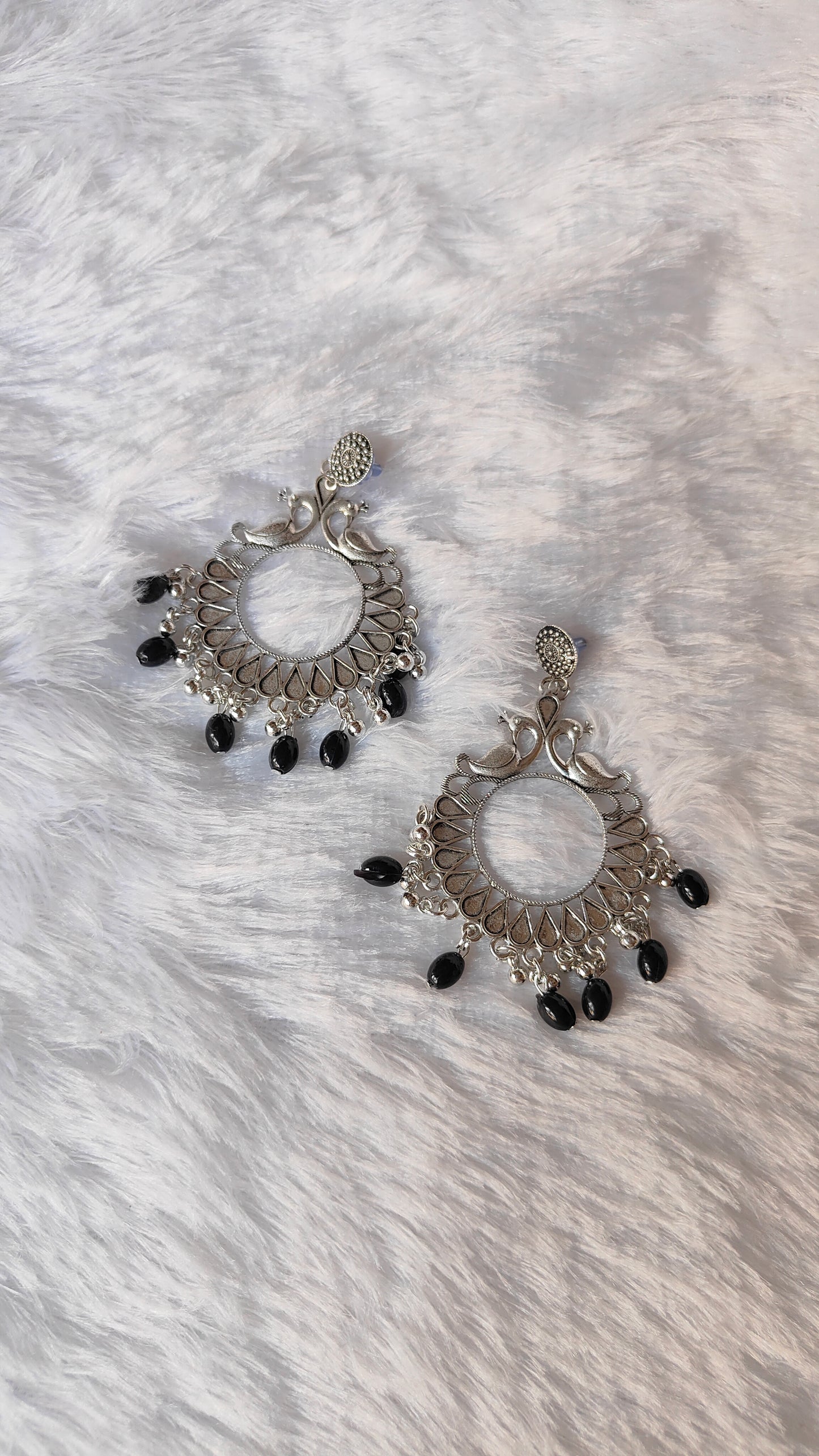 Silver Jhumka with Beads A17