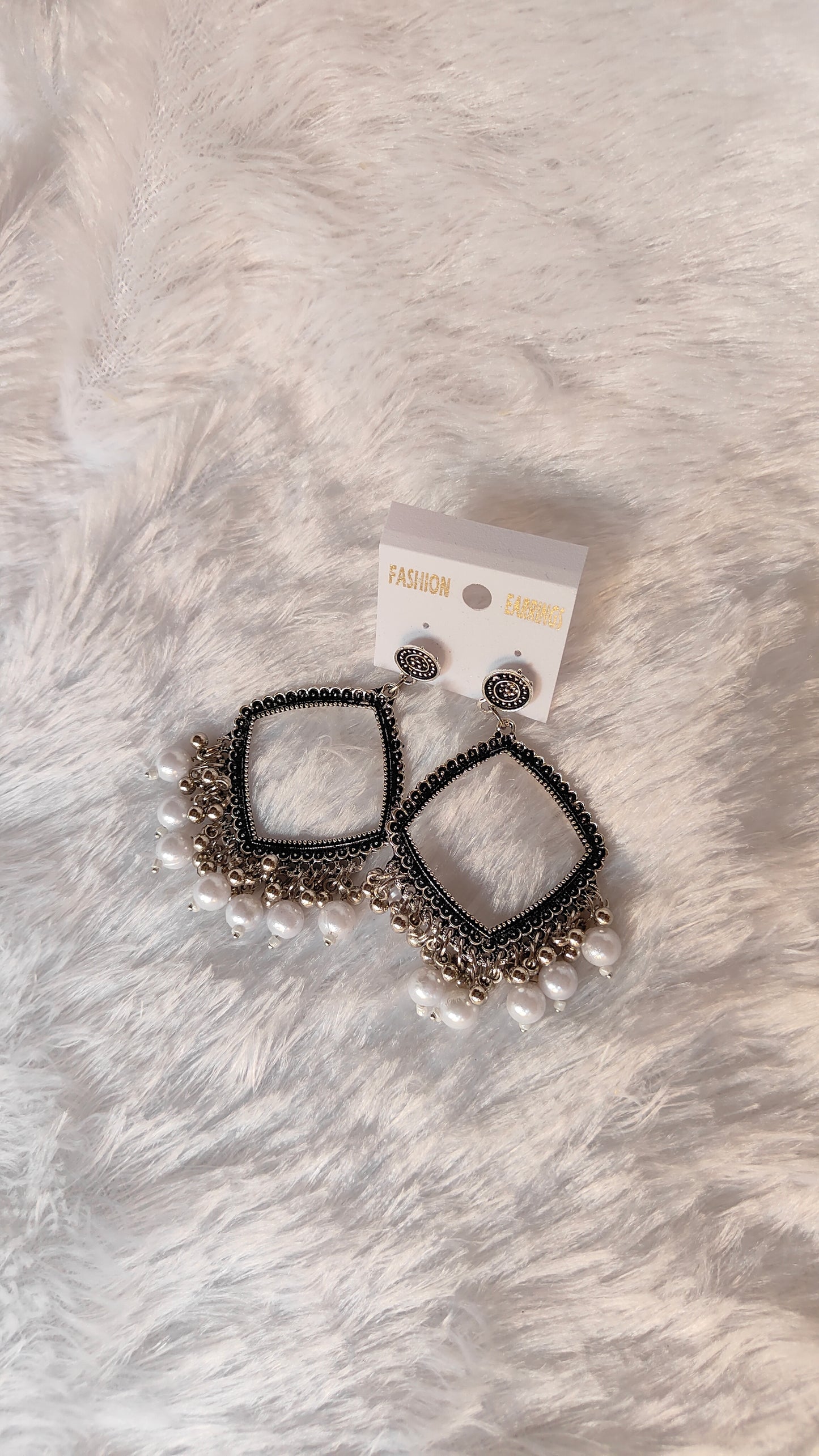 Silver Jhumka with Beads A16