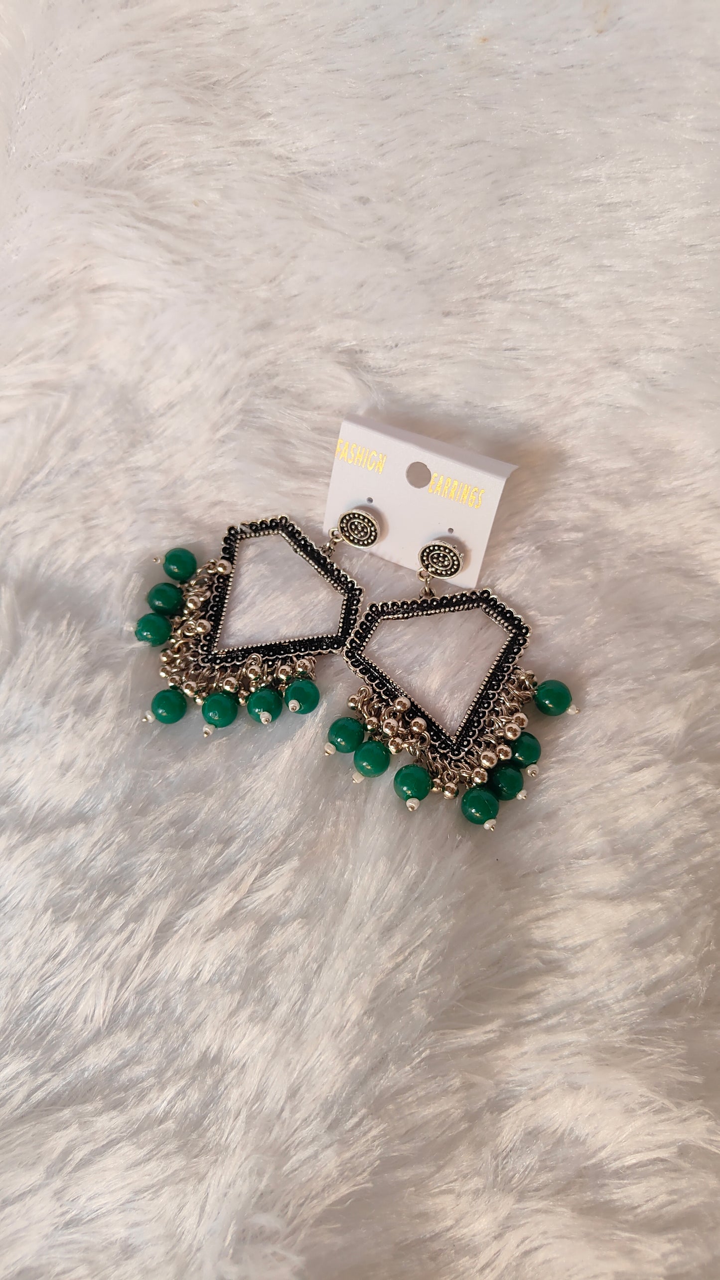 Silver Jhumka with Beads A15