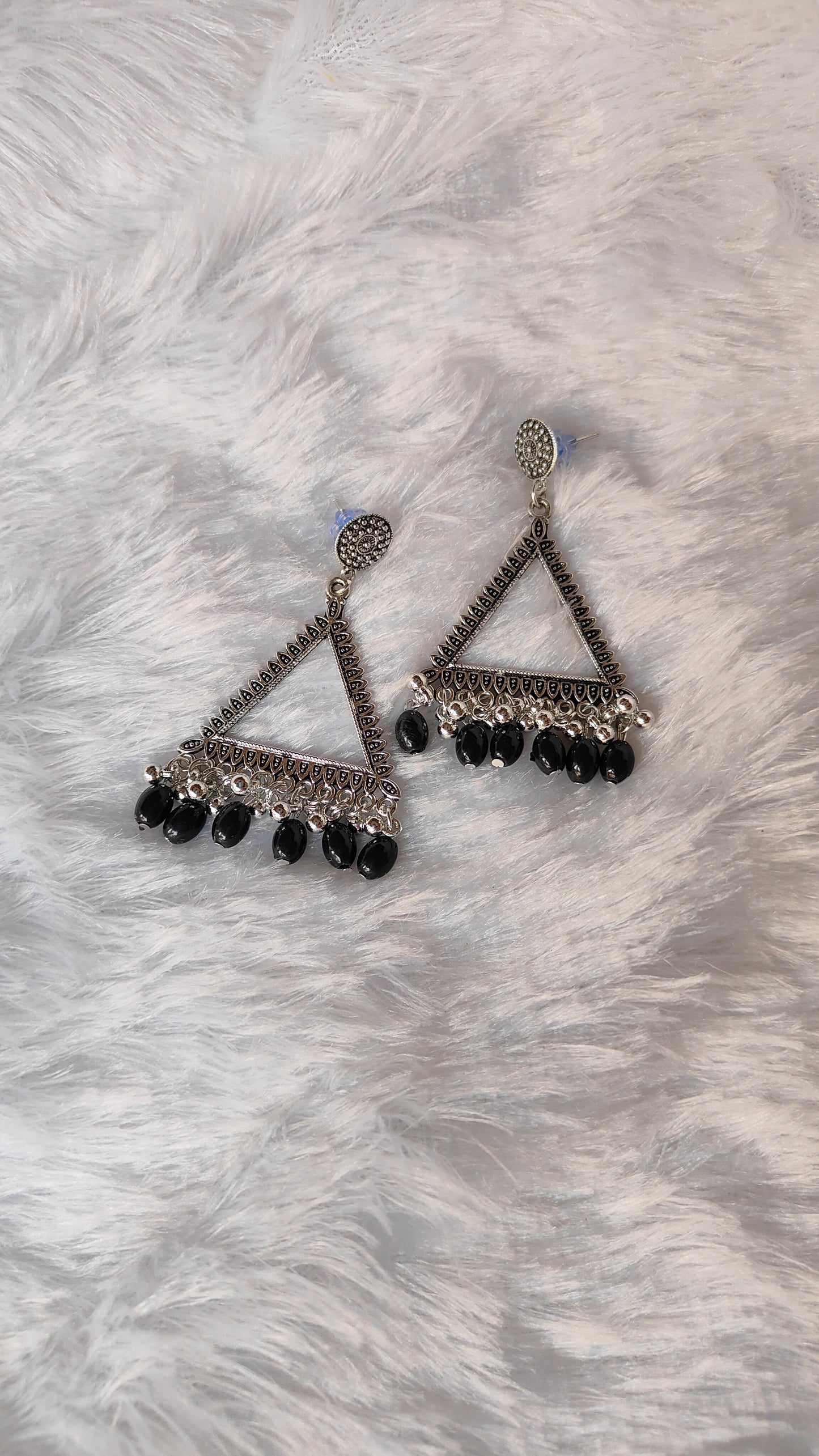 Silver Jhumka with Beads A14