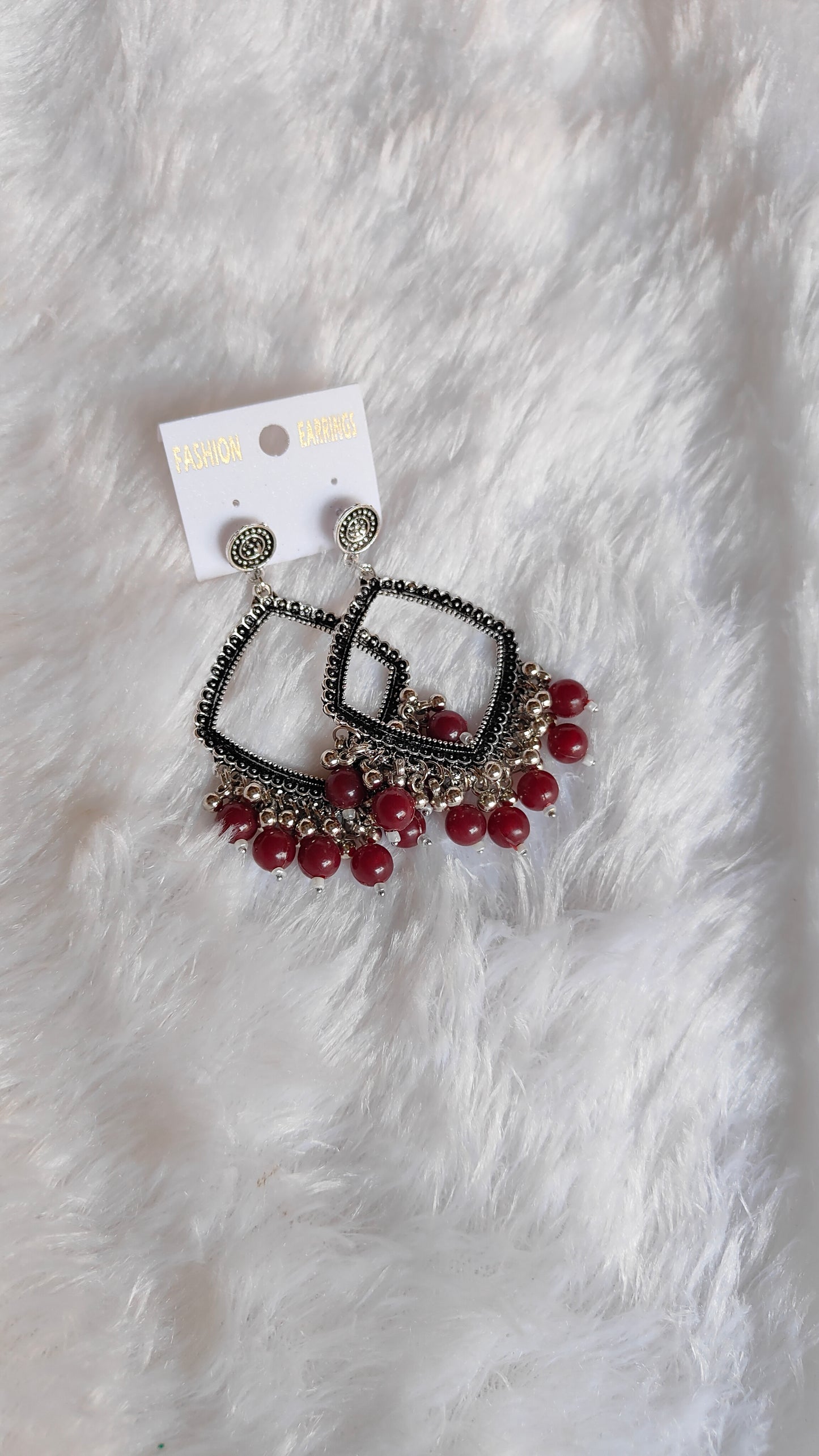 Silver Jhumka with Beads A11