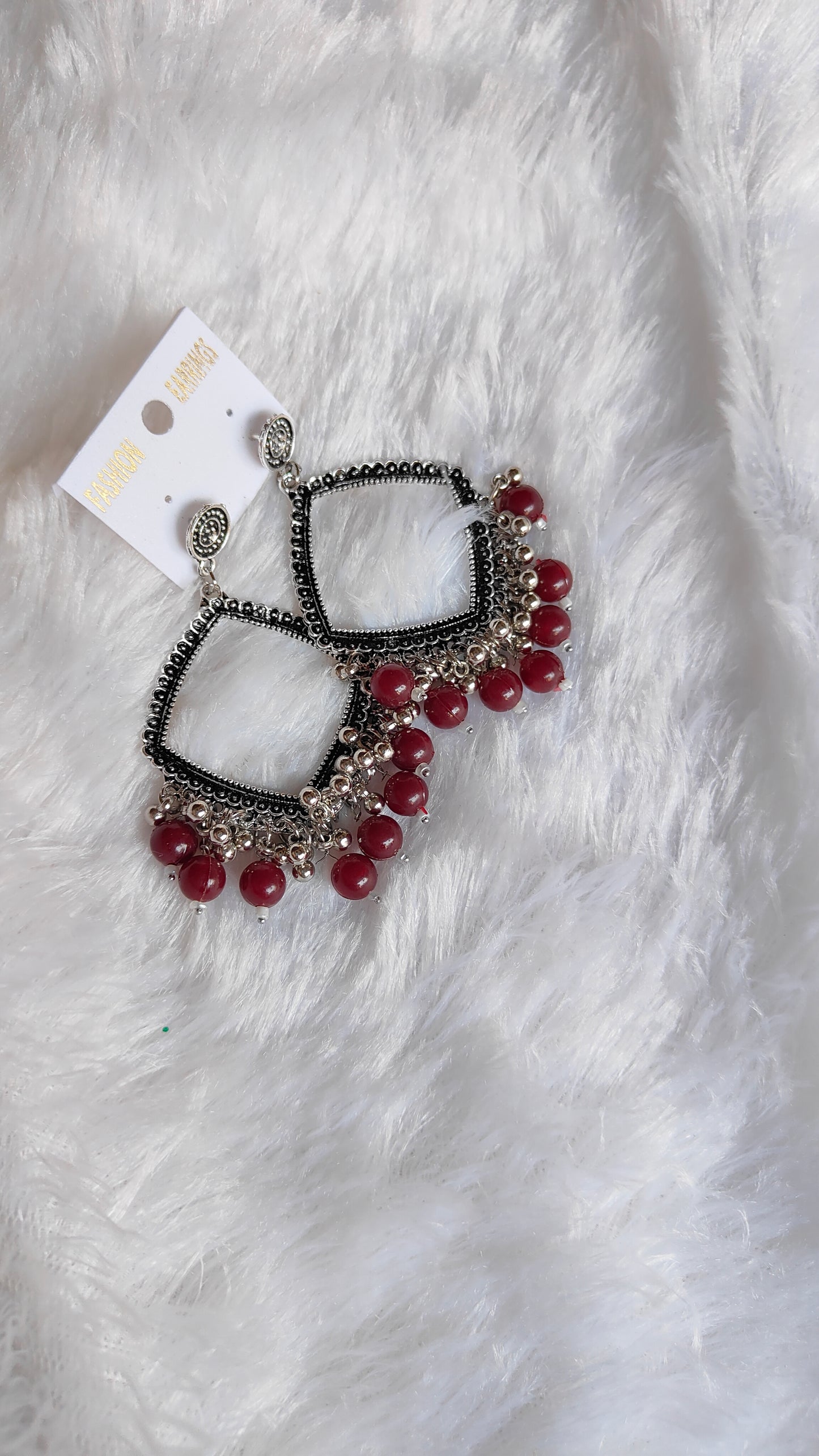 Silver Jhumka with Beads A11
