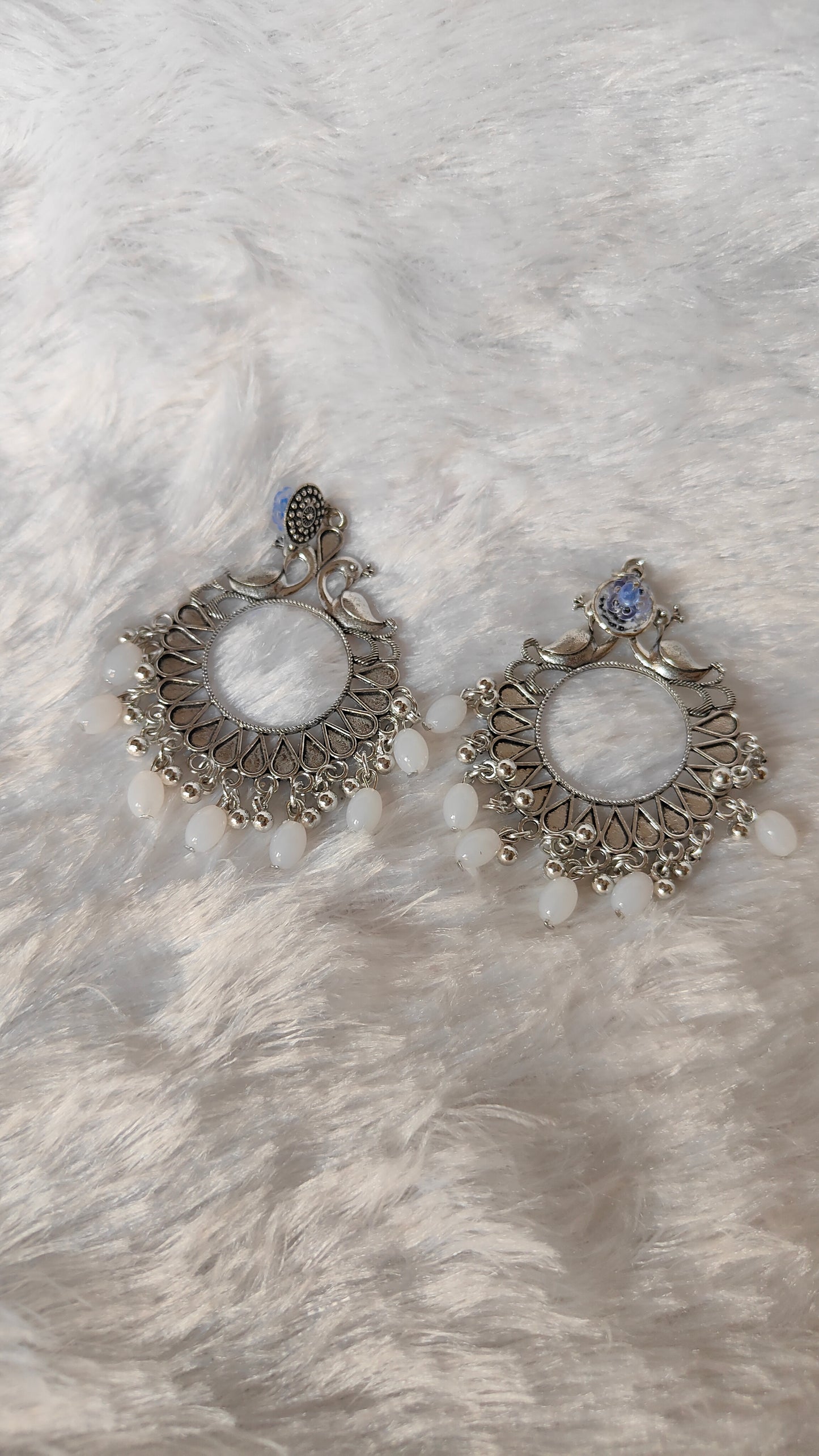 Silver Jhumka with Beads A10
