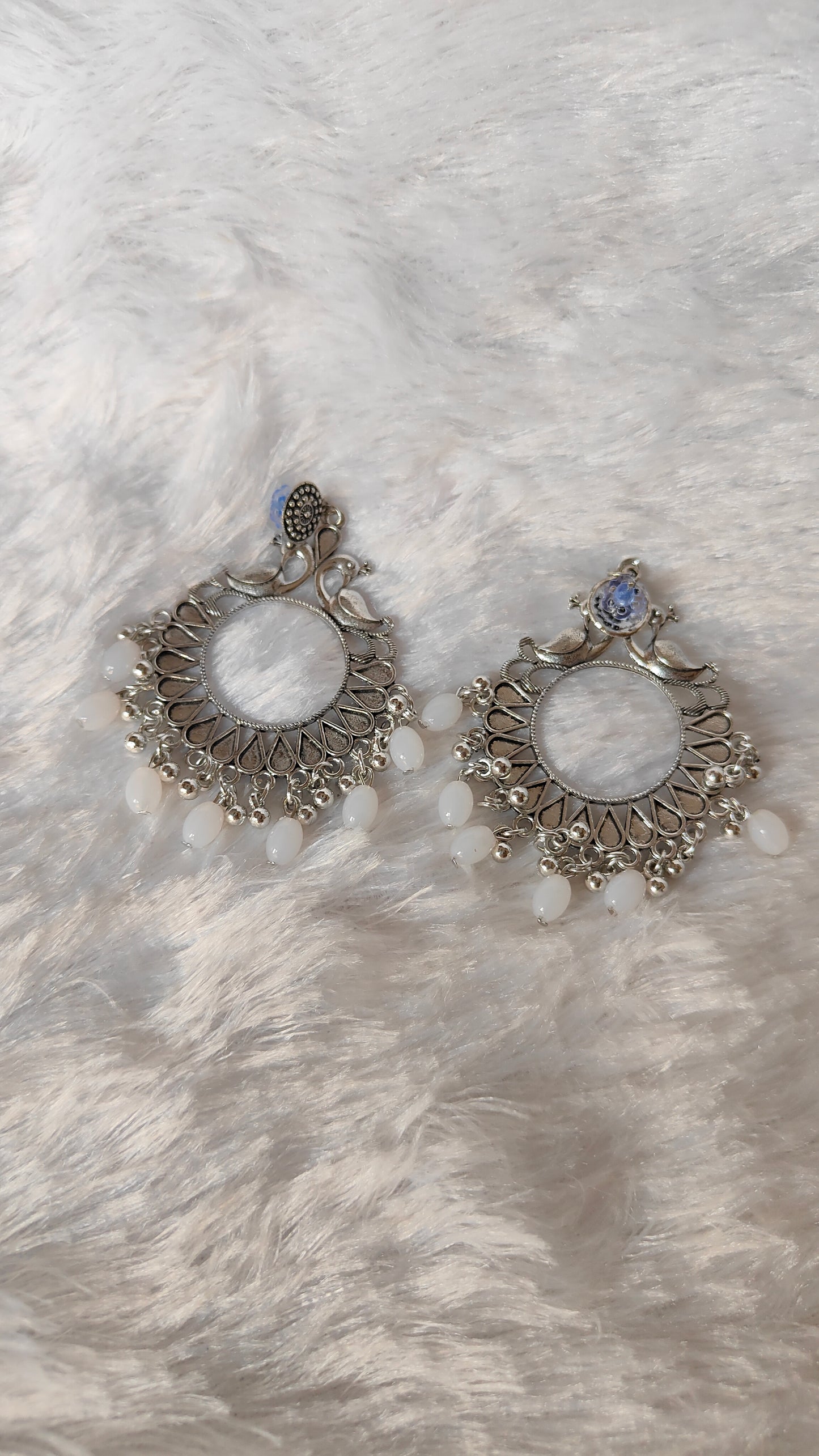 Silver Jhumka with Beads A10