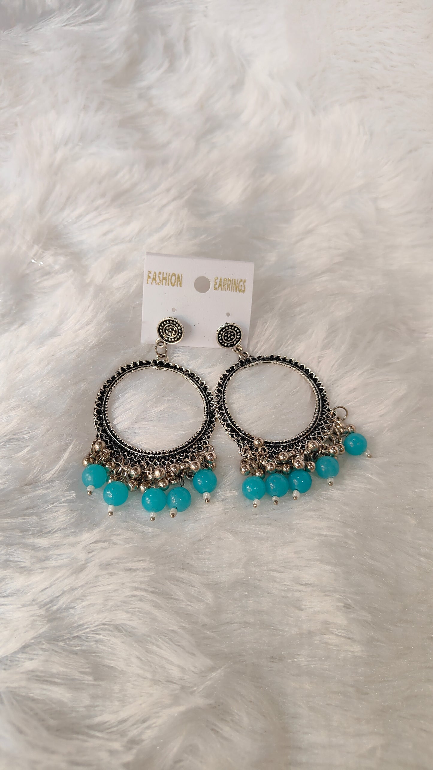 Silver Jhumka with Beads A8