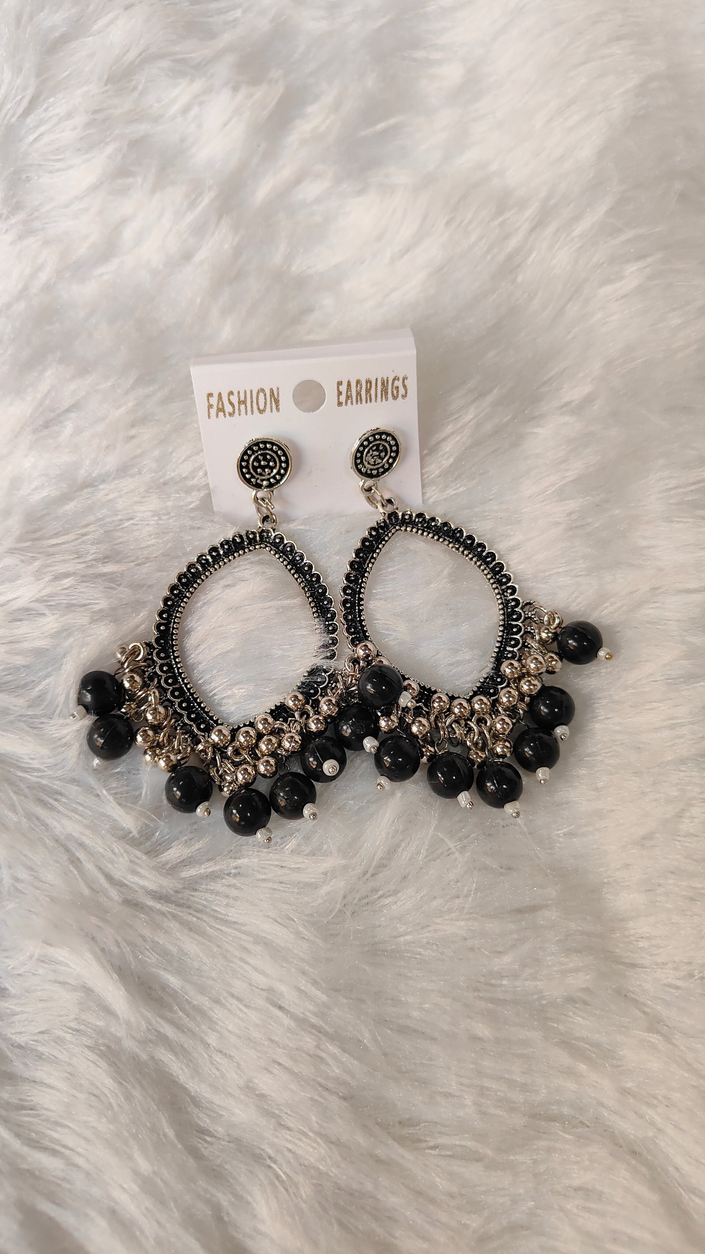 Silver Jhumka with Beads A7
