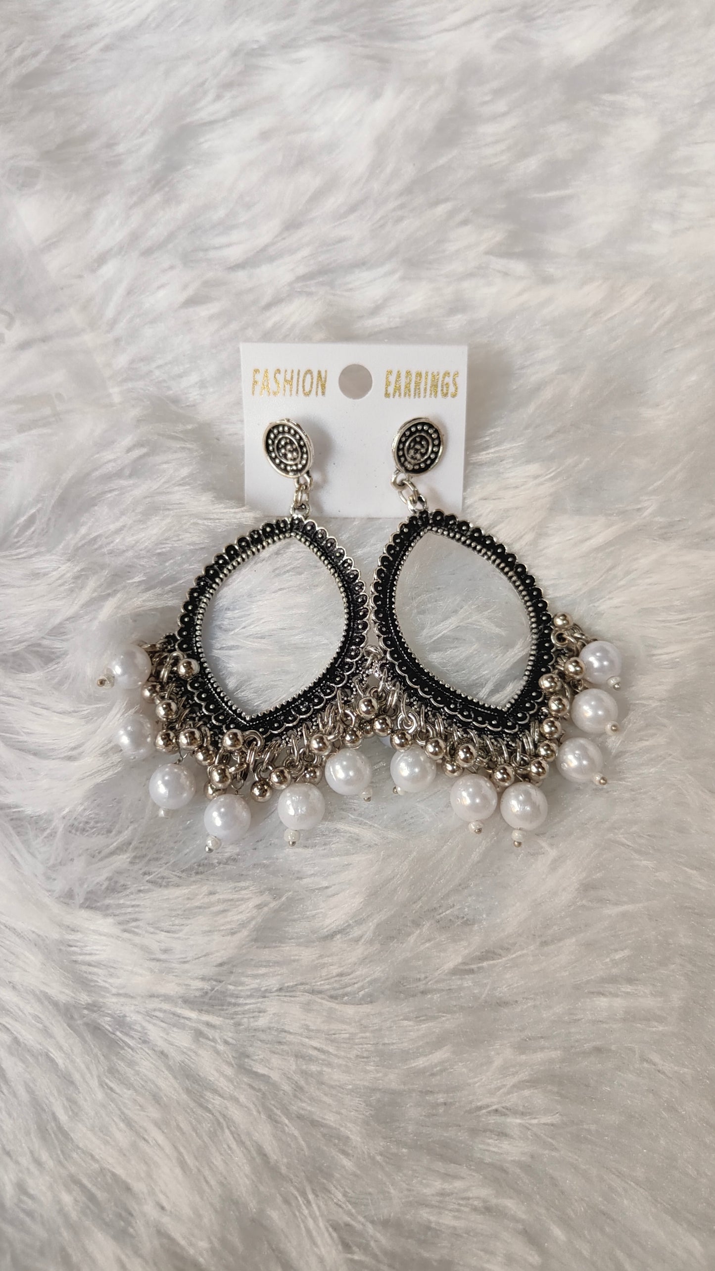 Silver Jhumka with Beads A3