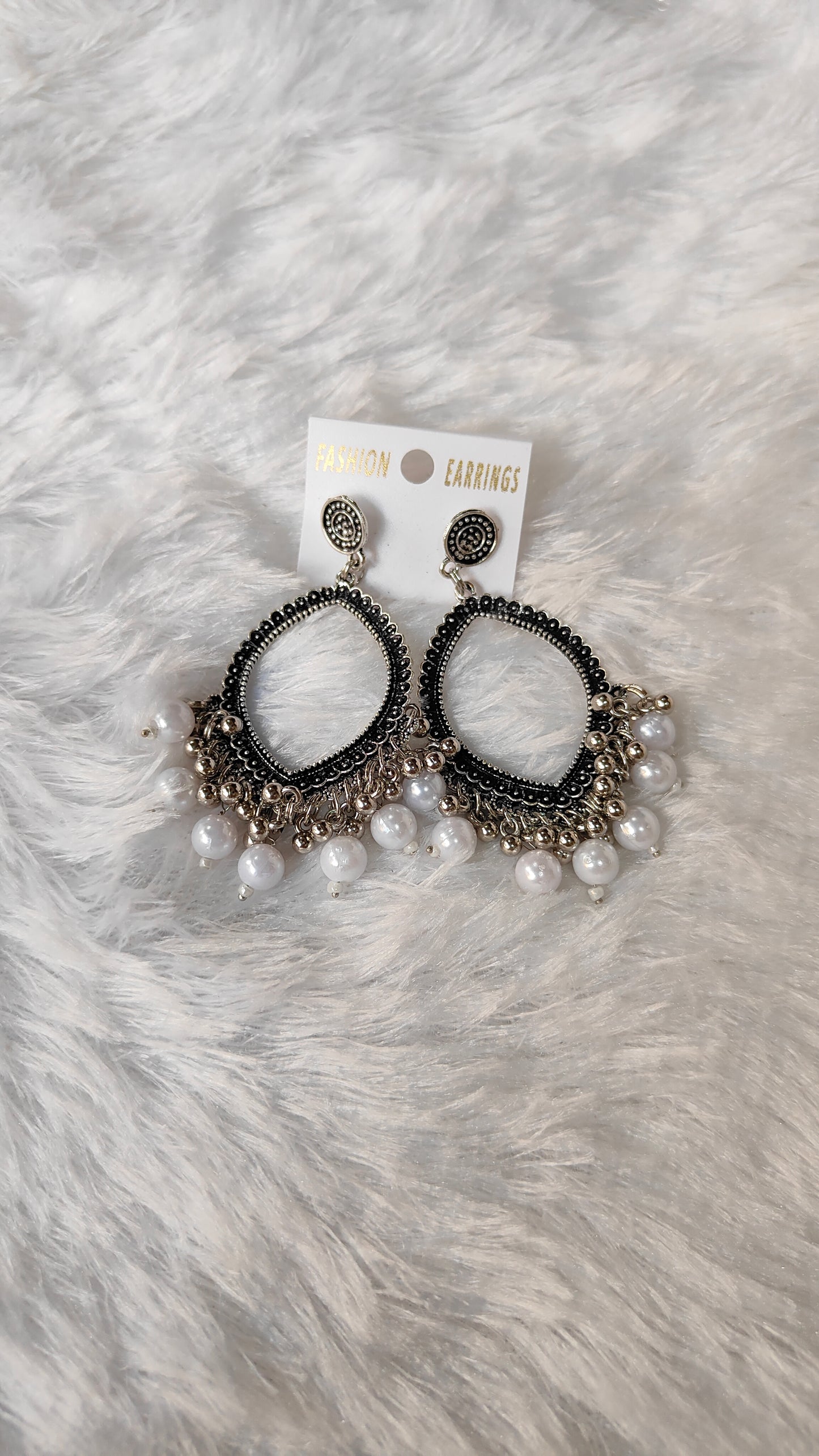Silver Jhumka with Beads A3