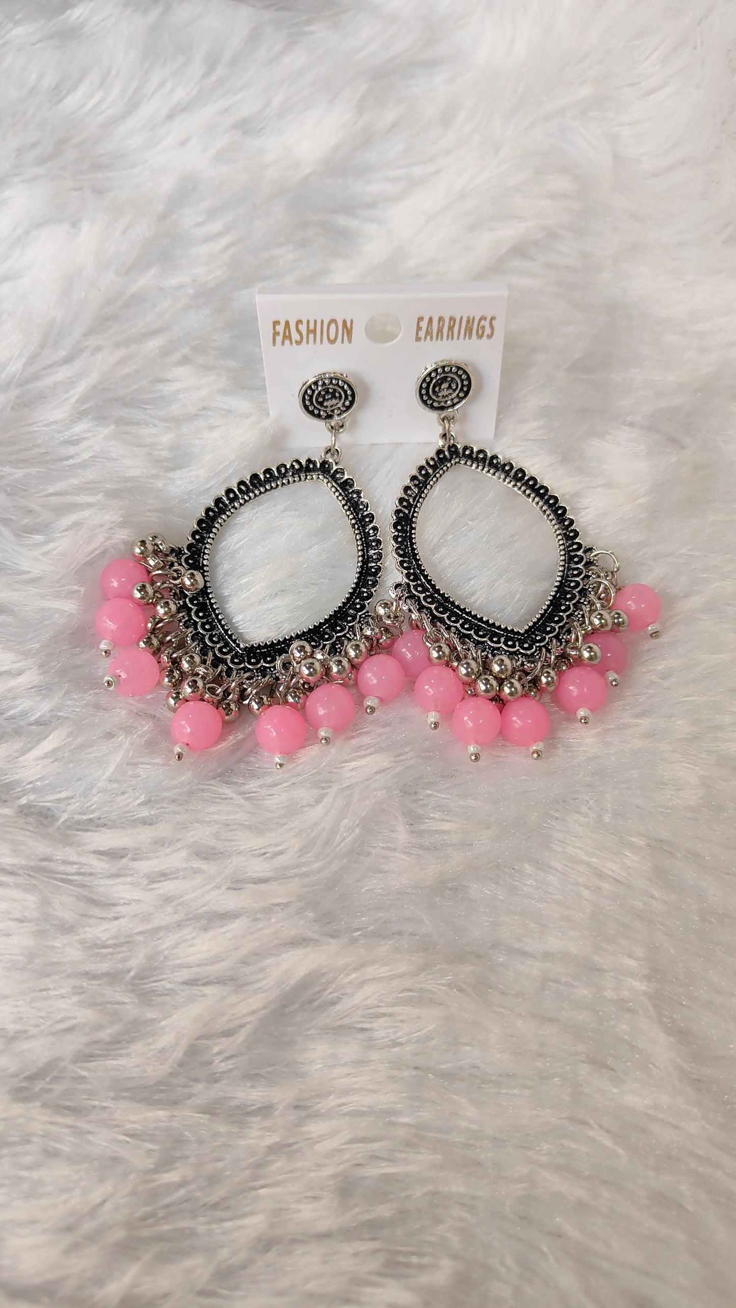 Silver Jhumka with Beads A2