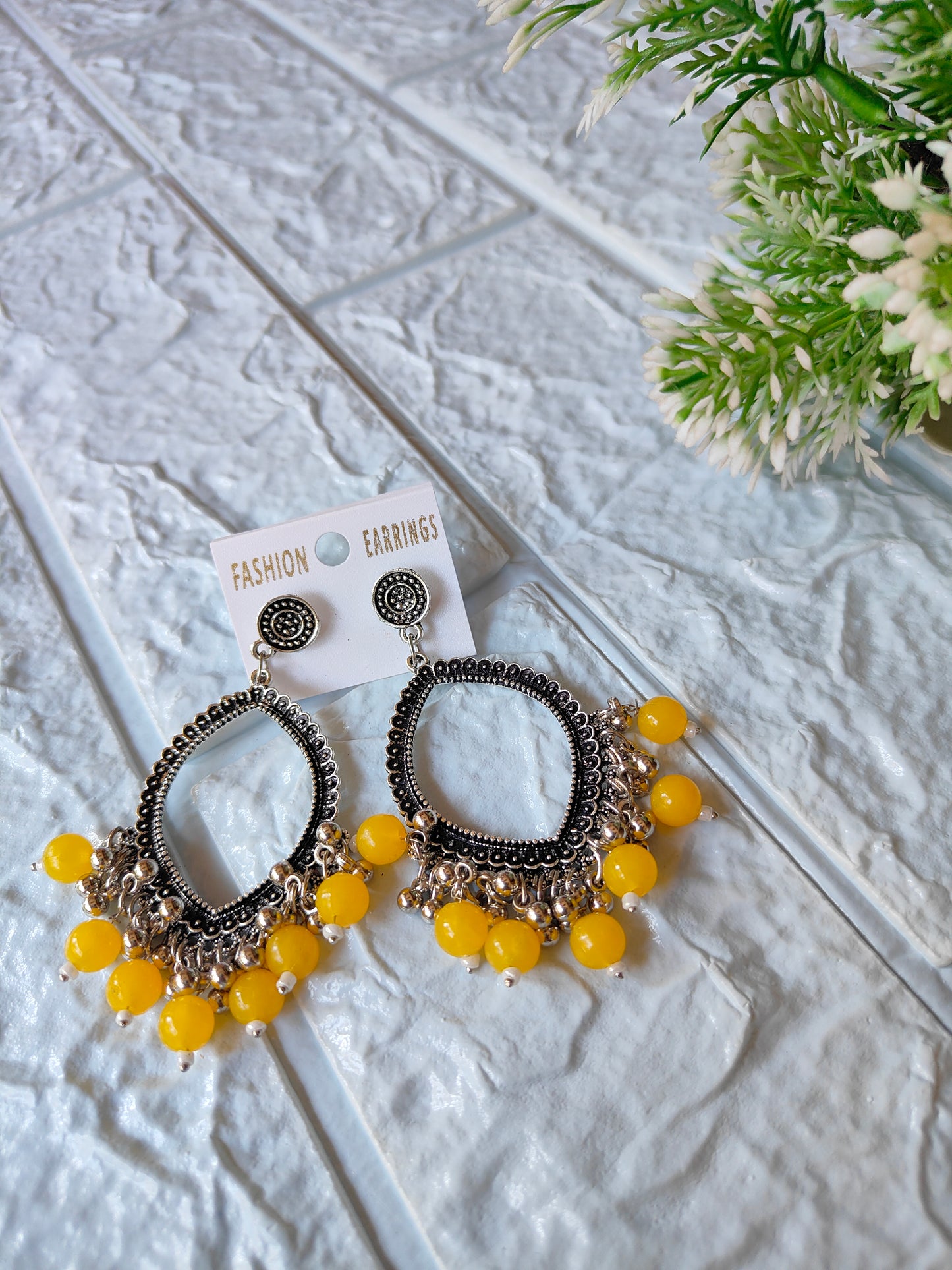 Silver Jhumka with Beads A22