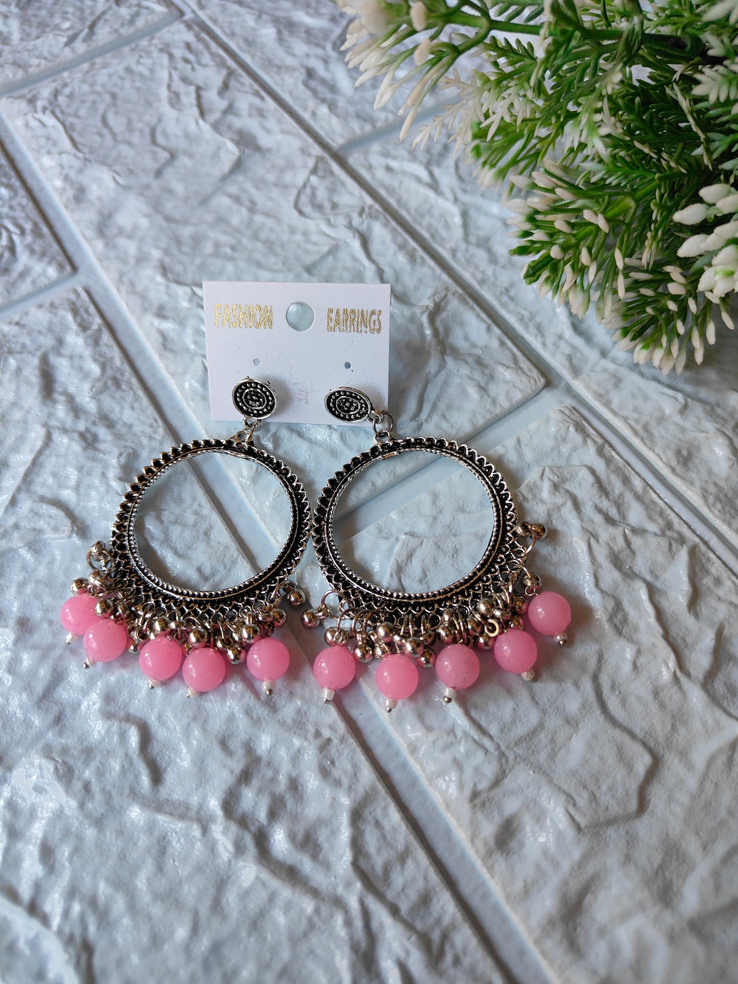 Silver Jhumka with Beads A24