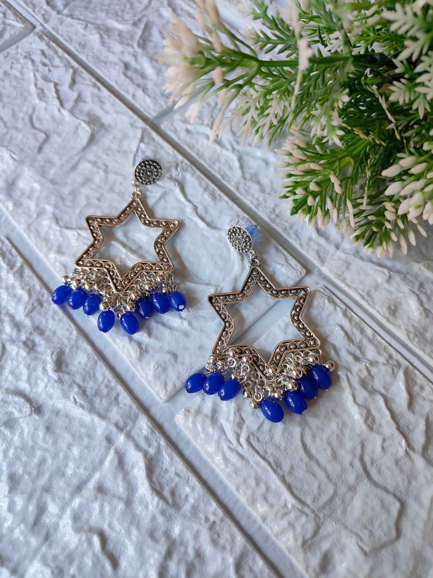 Silver Jhumka with Beads A26