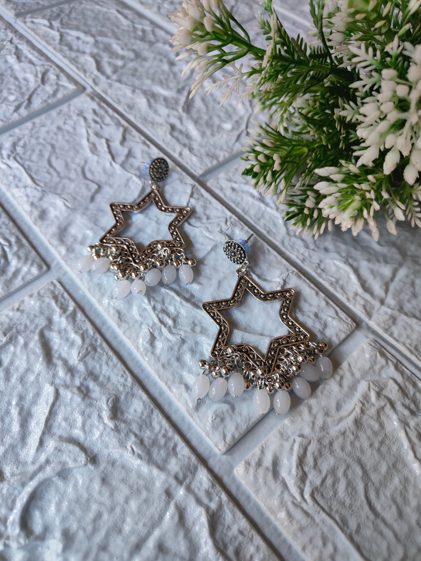 Silver Jhumka with Beads A27