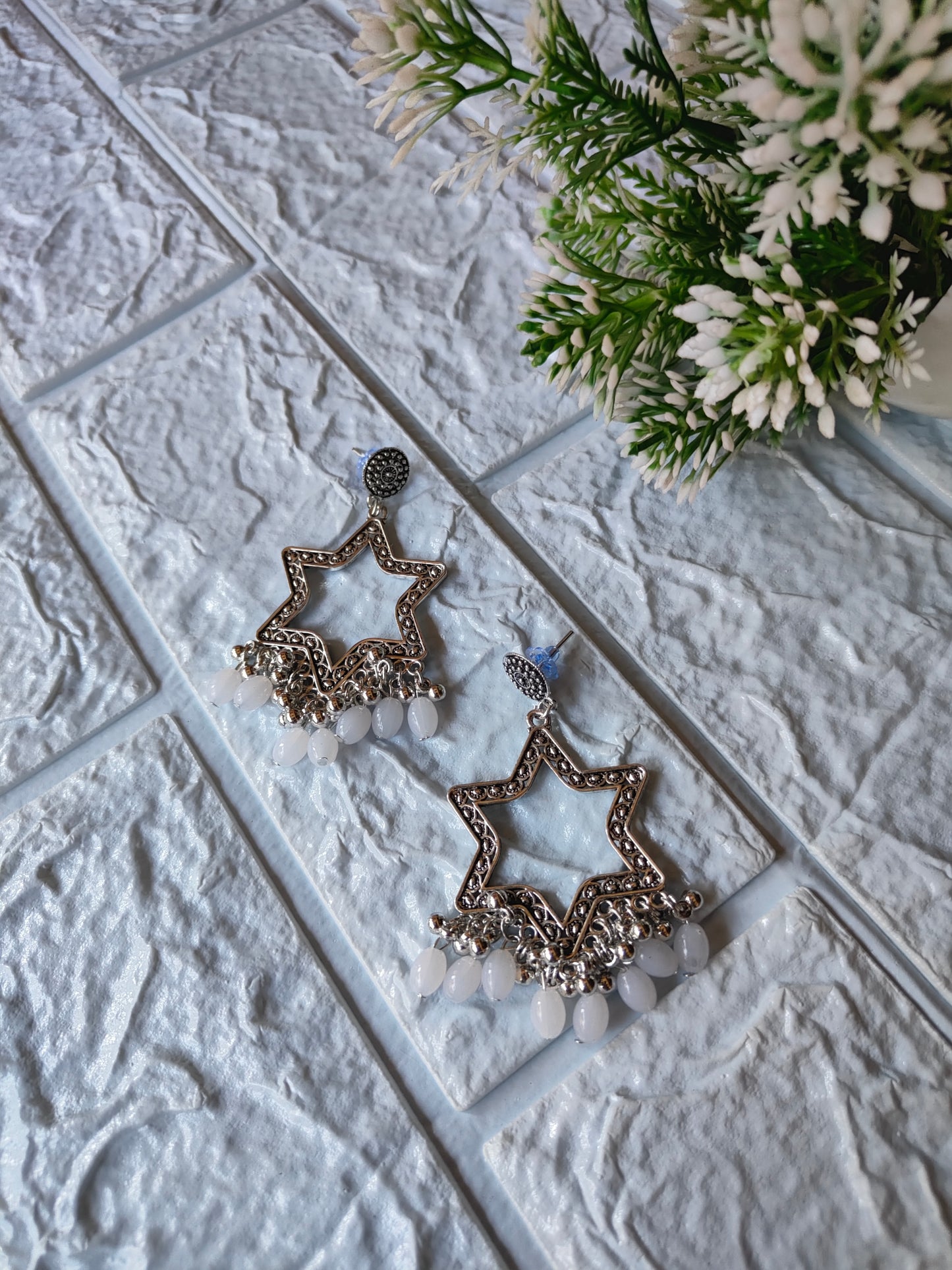 Silver Jhumka with Beads A27