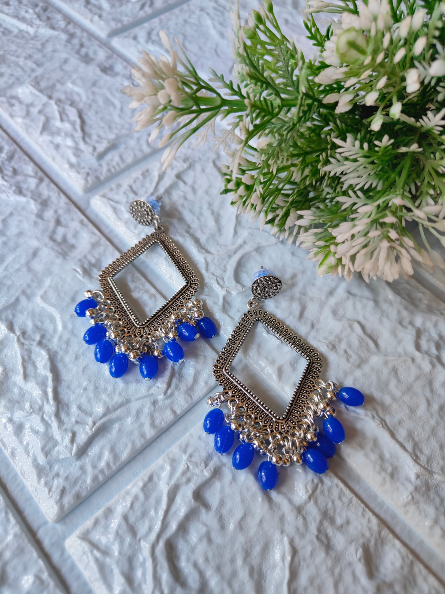 Silver Jhumka with Beads A30