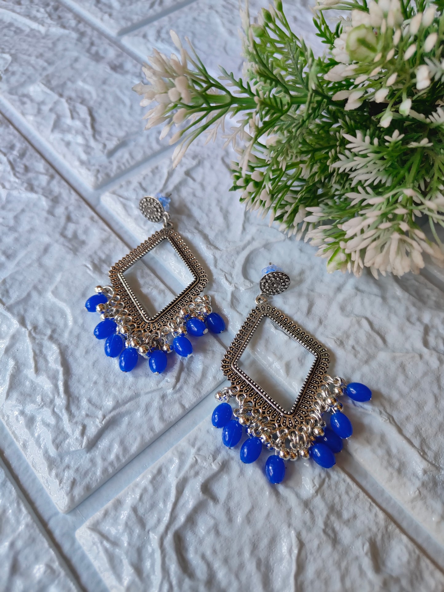 Silver Jhumka with Beads A30