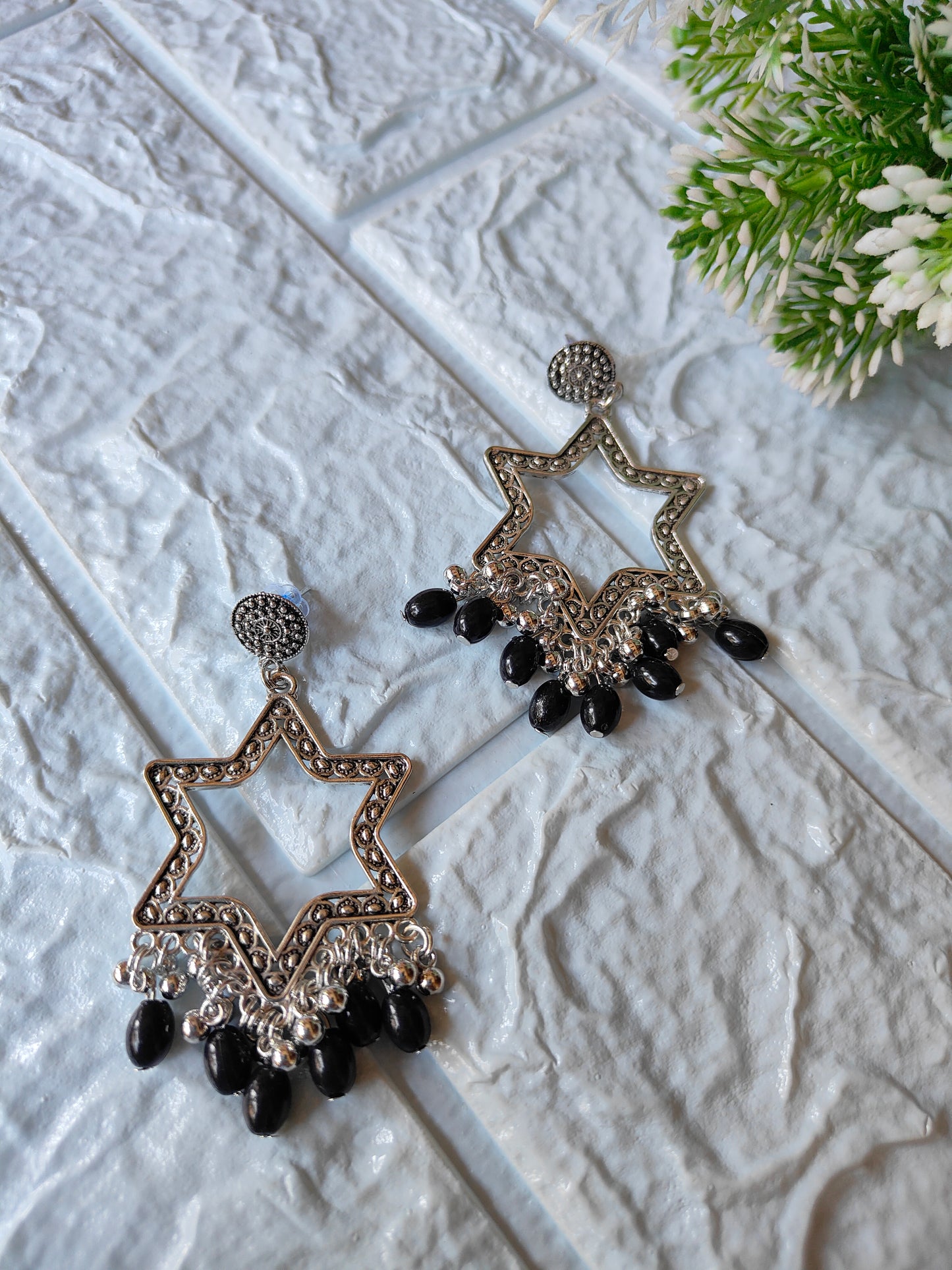 Silver Jhumka with Beads A31