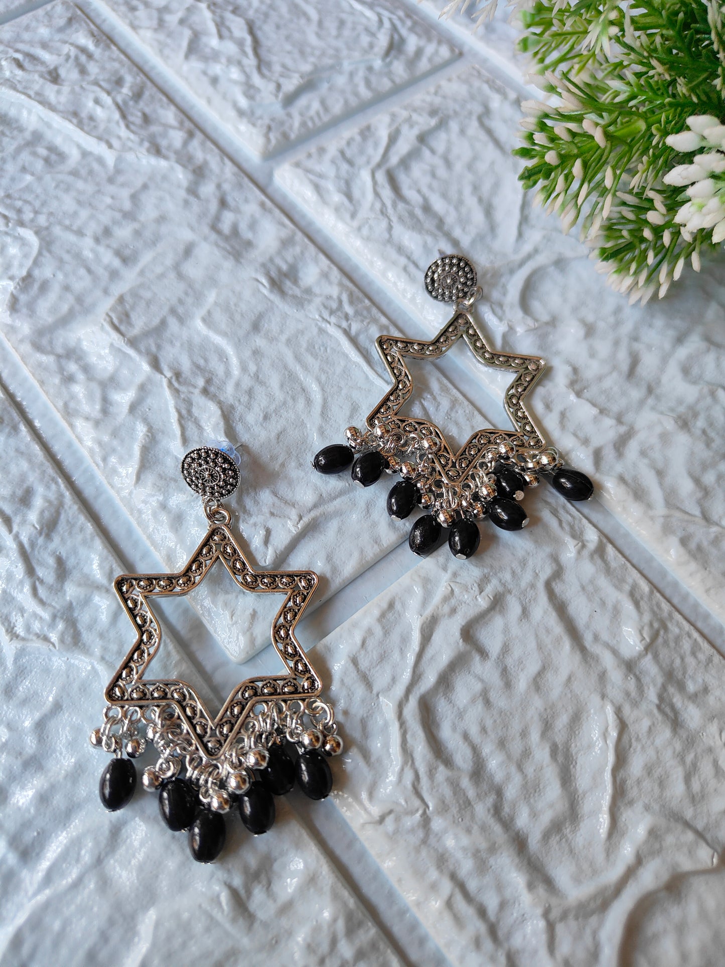 Silver Jhumka with Beads A31