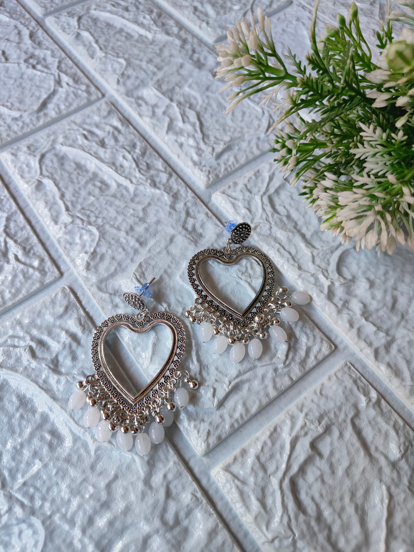 Silver Jhumka with Beads A32
