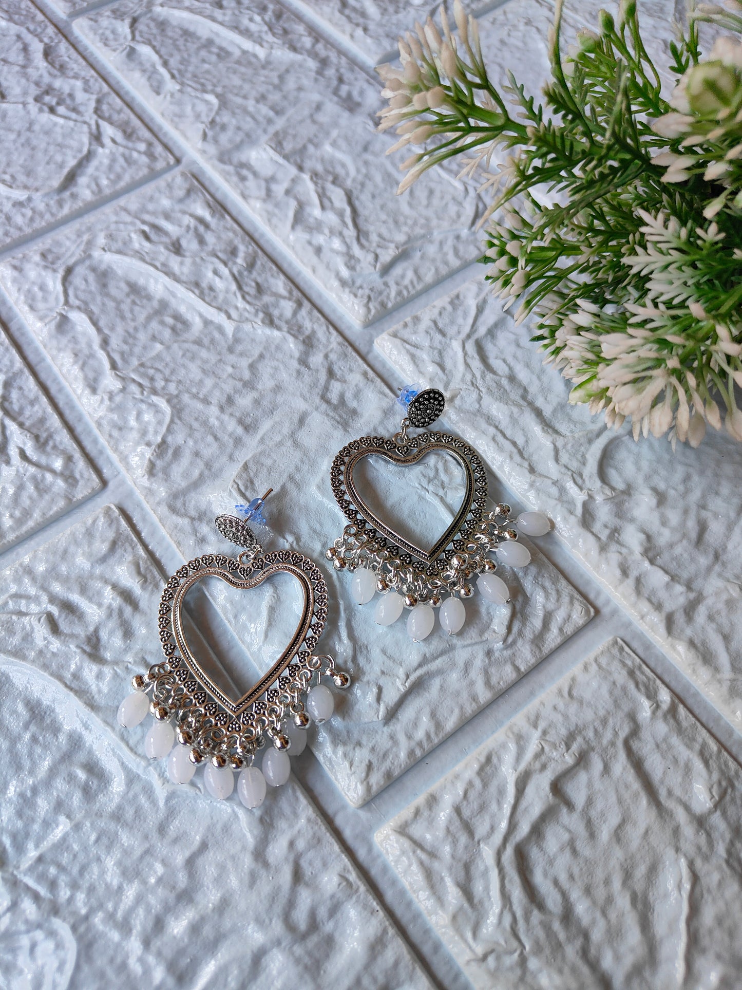 Silver Jhumka with Beads A32