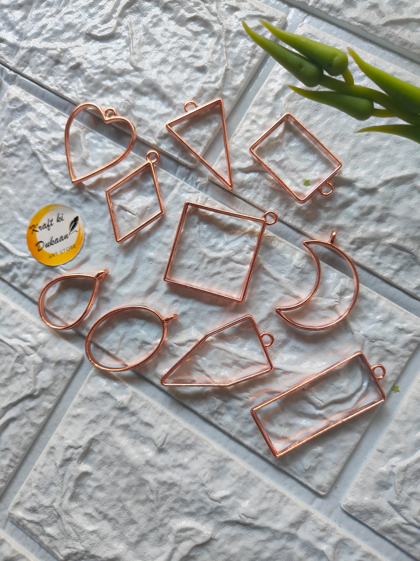 Bezel Pendant 10PC Set - Kraft ki Dukaan