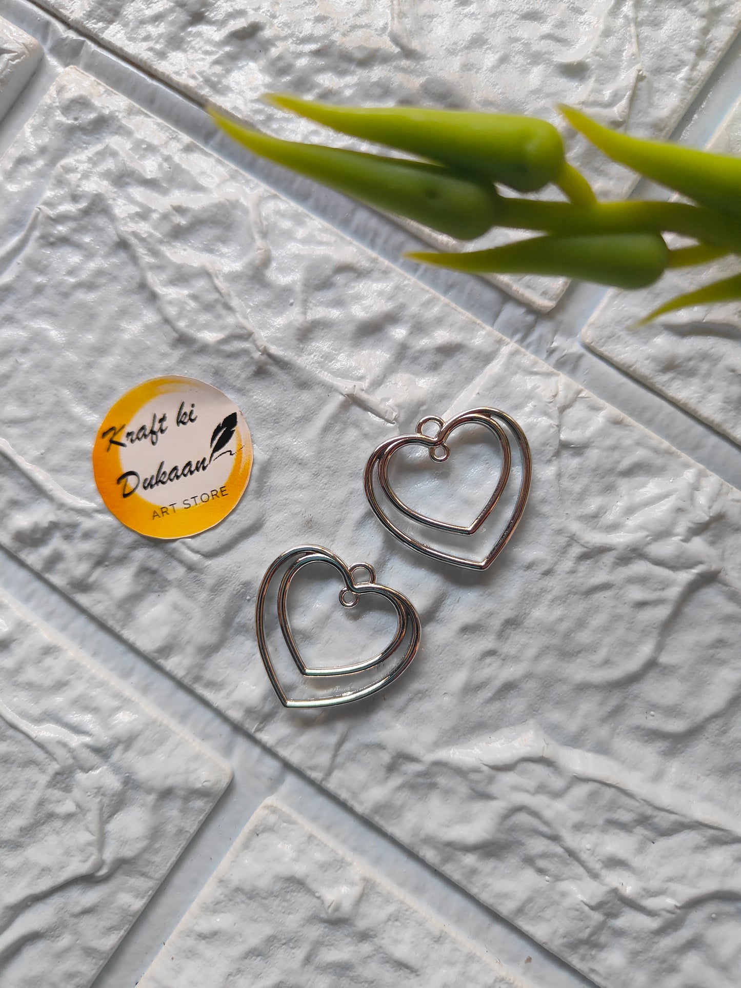 Double Heart Charms Pendant 5PC Set - Kraft ki Dukaan