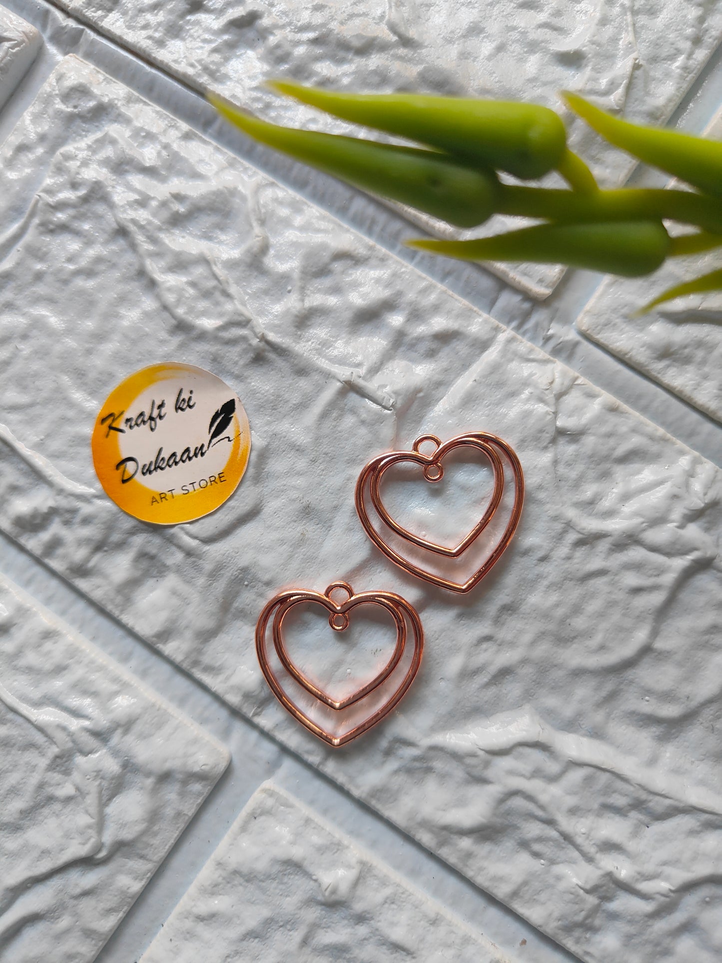 Double Heart Charms Pendant 5PC Set - Kraft ki Dukaan