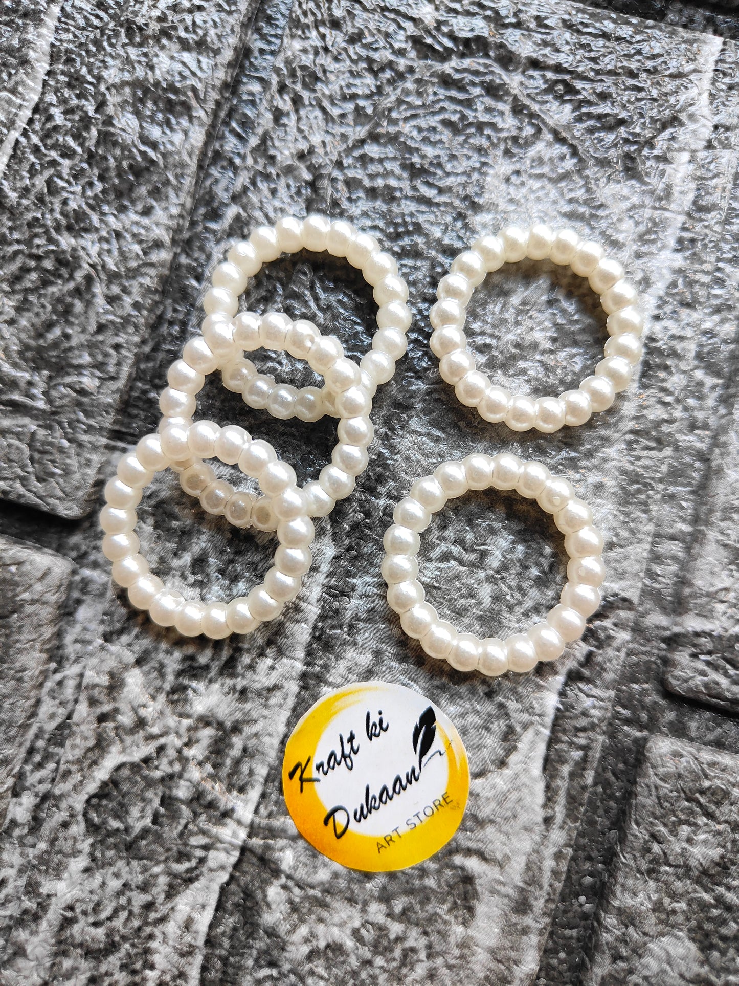 White Pearl Beads Ring Pack of 25 - Kraft ki Dukaan