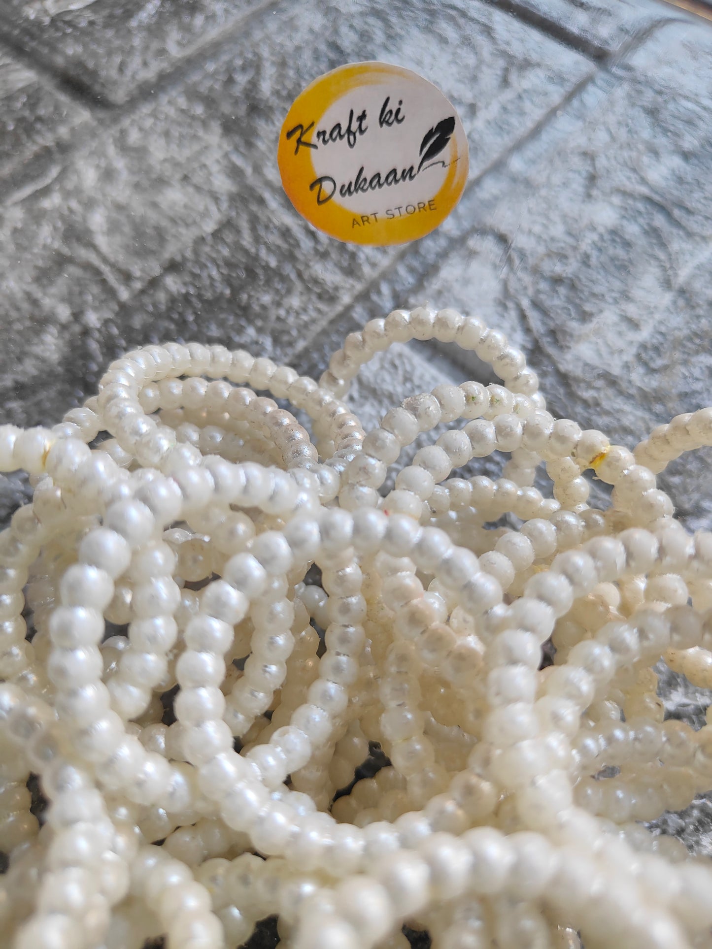 White Pearl Beads Ring Pack of 25 - Kraft ki Dukaan