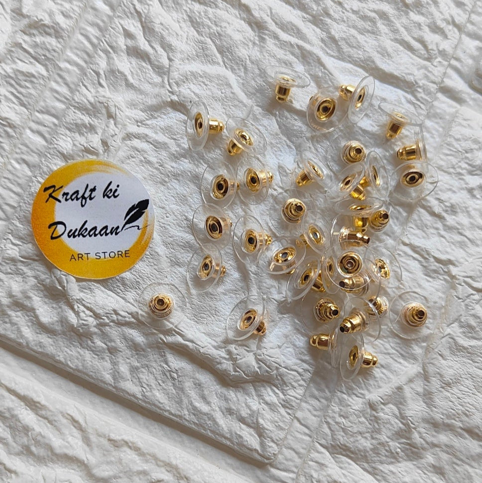 Golden Push Back Earring Hook Pack of 50 - Kraft ki Dukaan