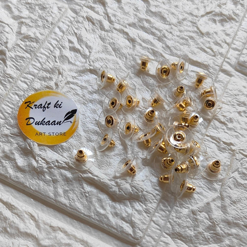 Golden Push Back Earring Hook Pack of 50 - Kraft ki Dukaan