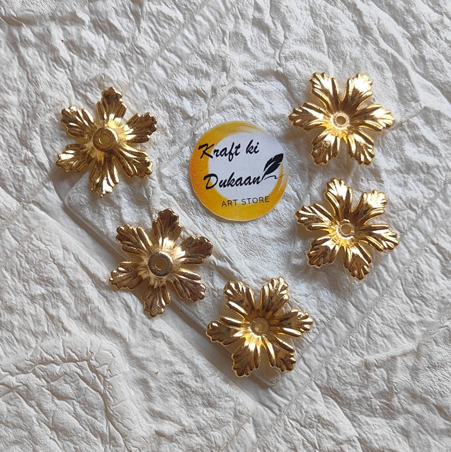 Golden Flower Beads Pack of 50 - Kraft ki Dukaan