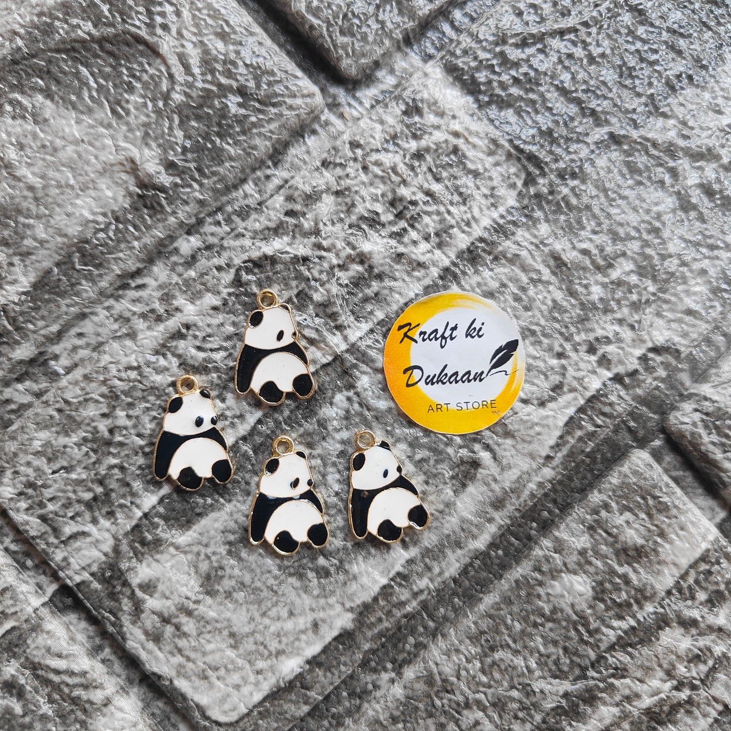 Panda Metal Charms 10PC Set - Kraft ki Dukaan