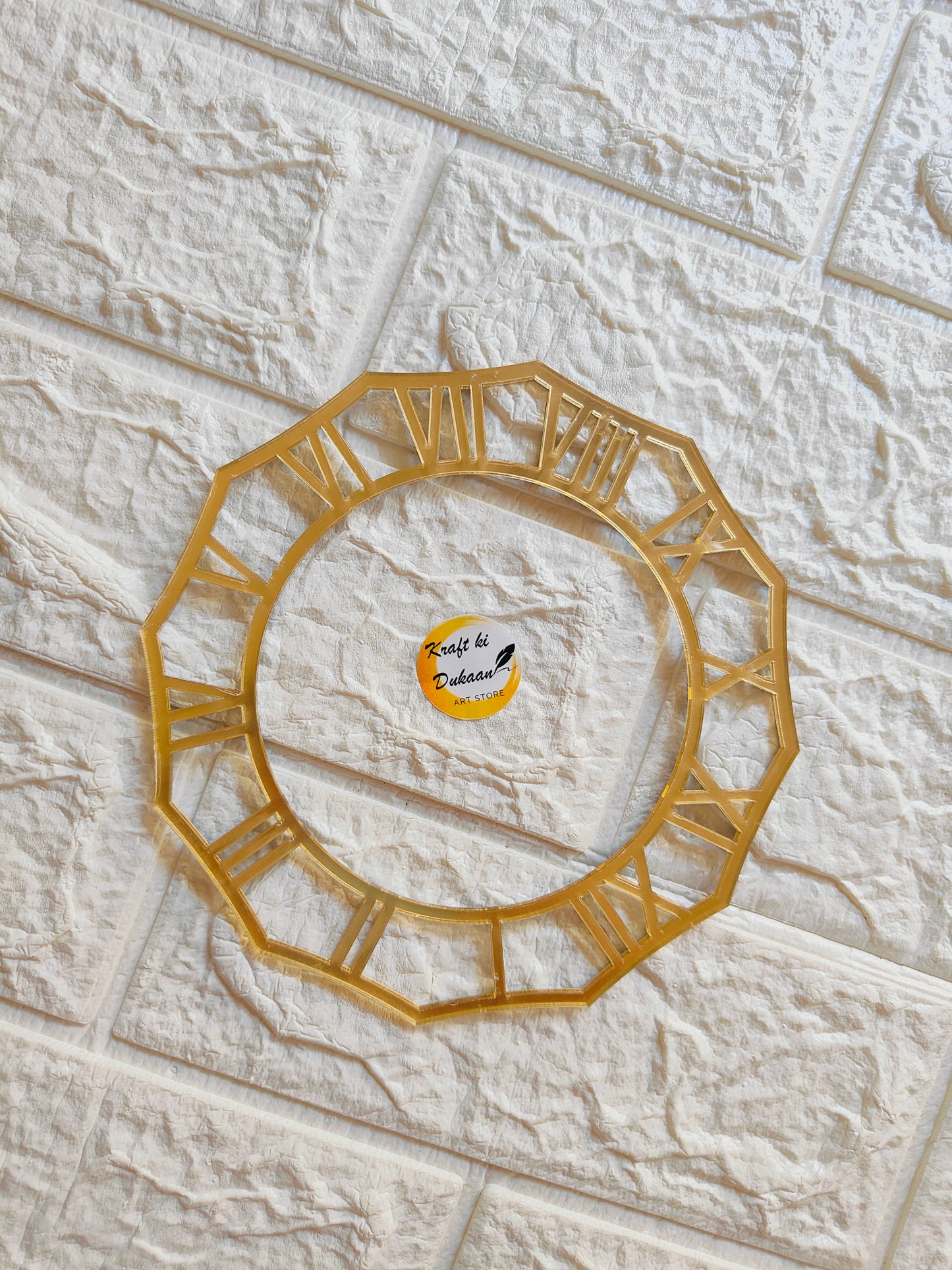 Golden Acrylic Clock Roman Ring A2 - Kraft ki Dukaan