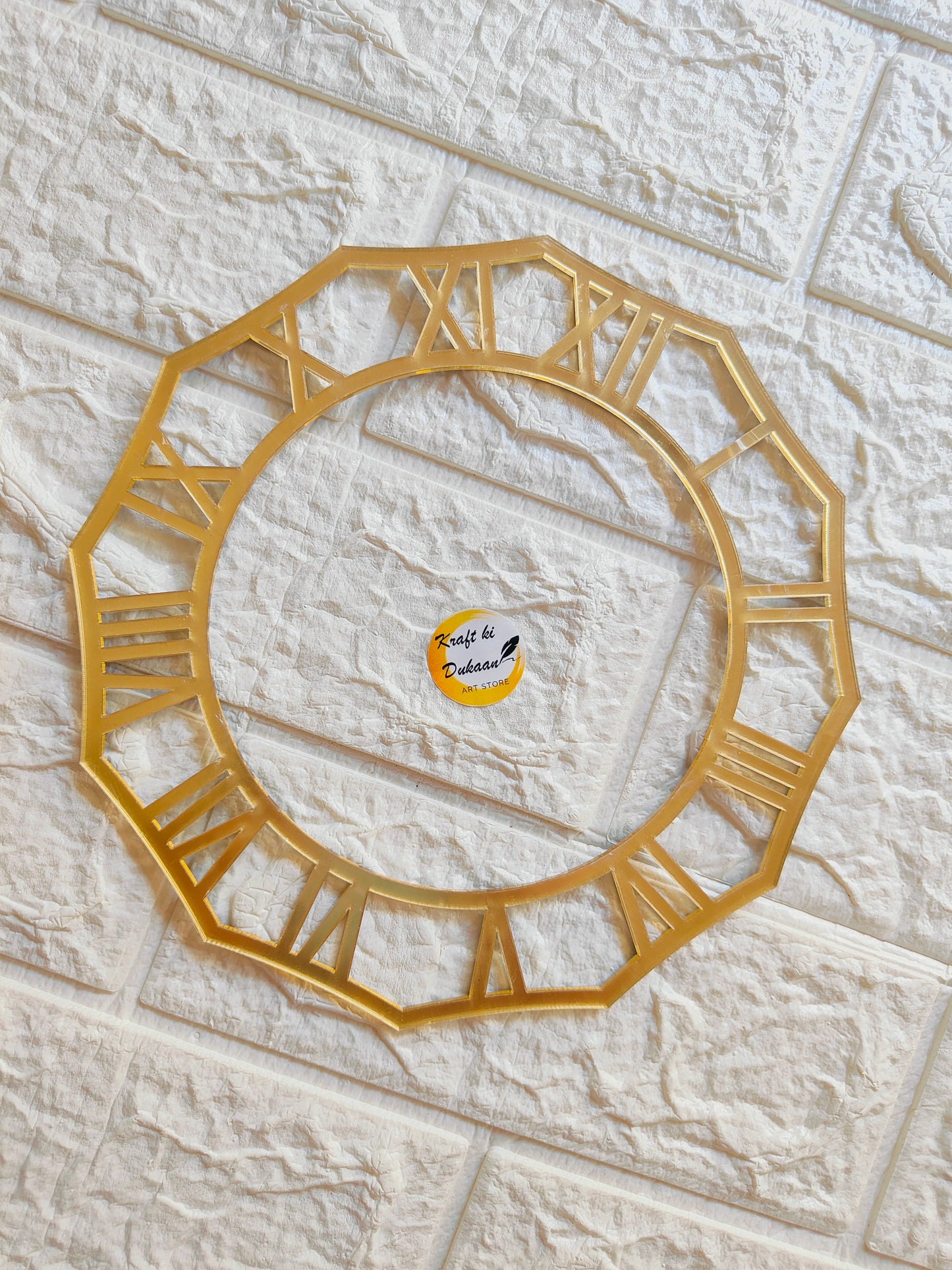 Golden Acrylic Clock Roman Ring A2 - Kraft ki Dukaan