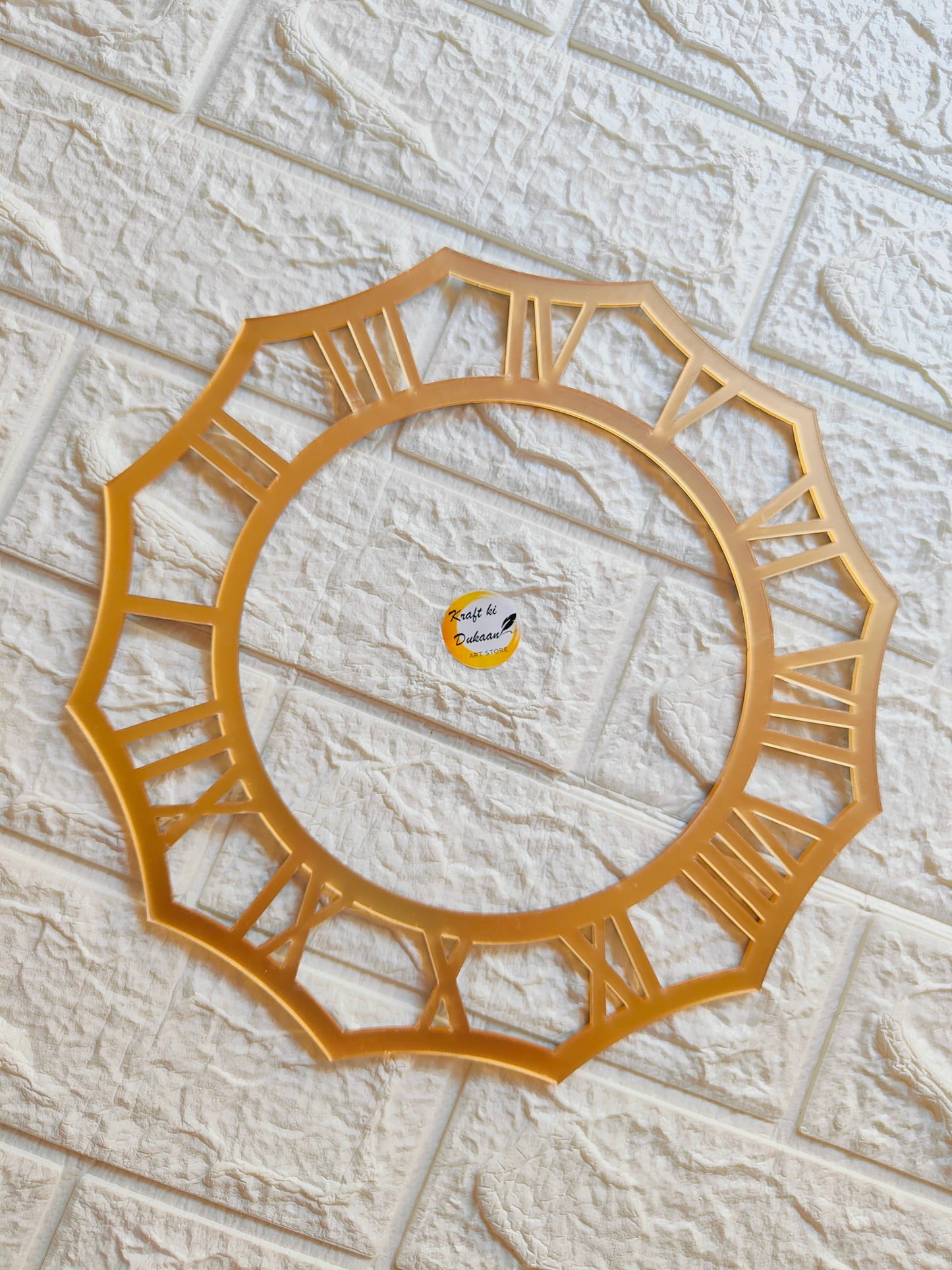 Golden Acrylic Clock Roman Ring A2 - Kraft ki Dukaan