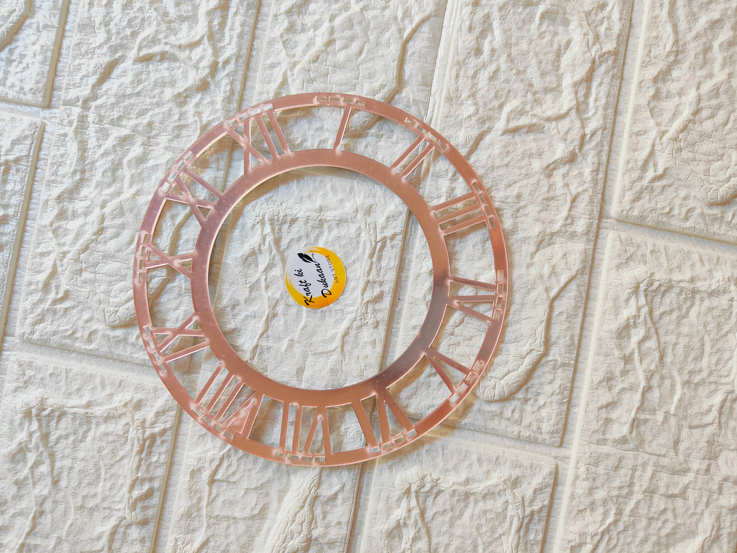 Rose Gold Acrylic Clock Roman Ring A3 - Kraft ki Dukaan