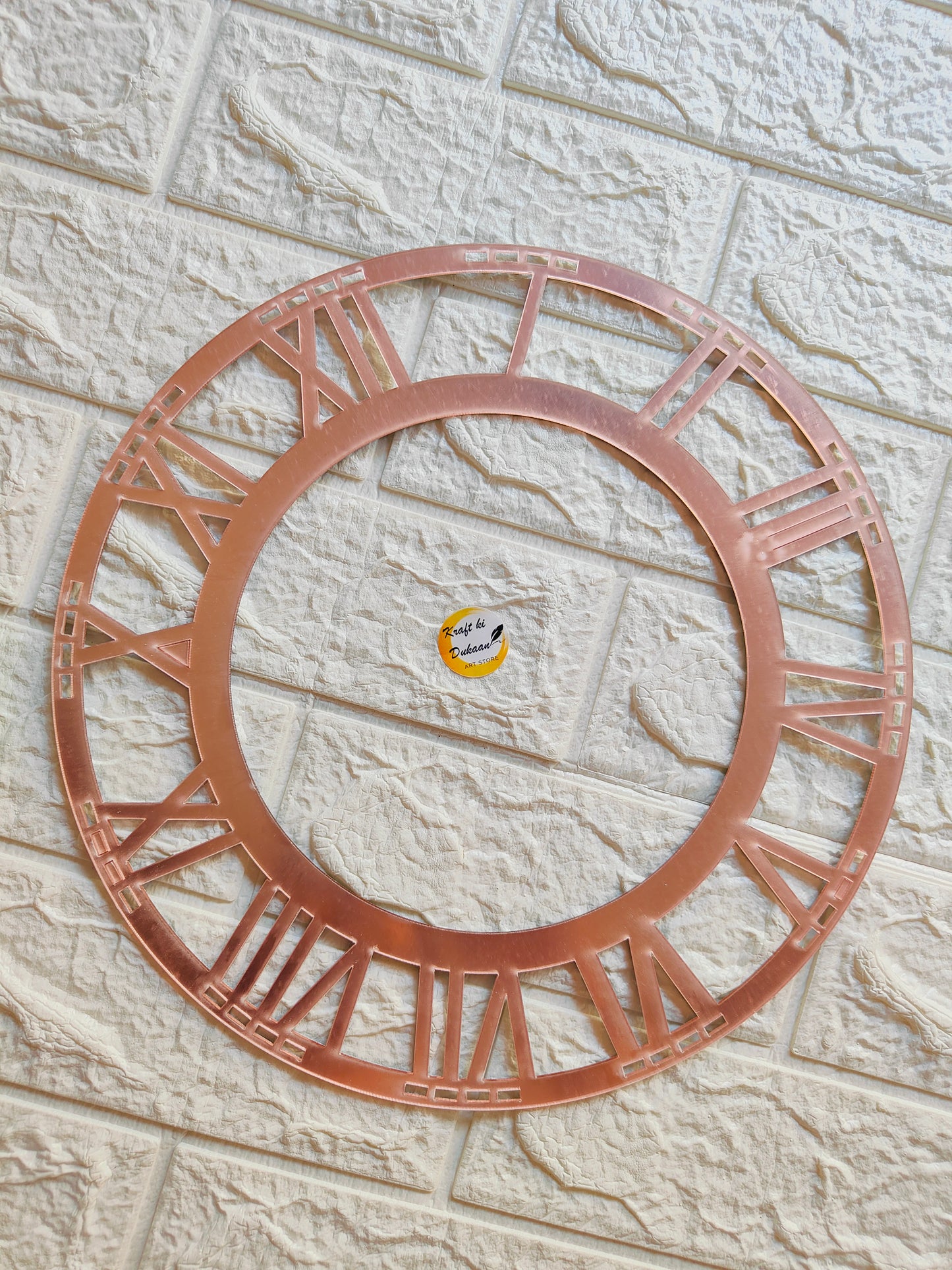 Rose Gold Acrylic Clock Roman Ring A3 - Kraft ki Dukaan