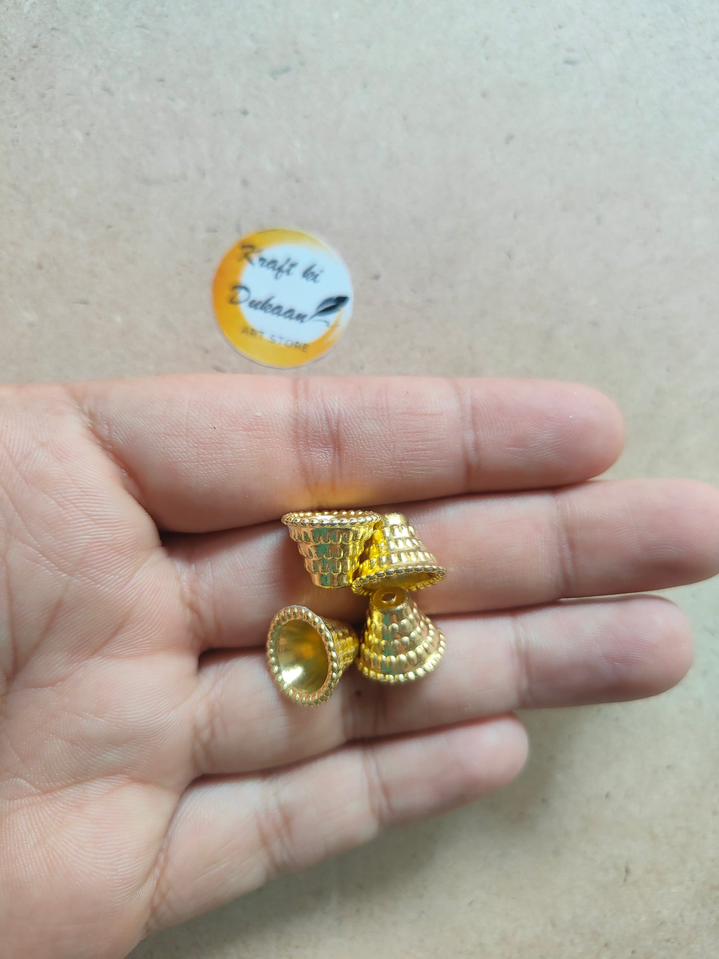 Golden Bell Beads Pack of 50 - Kraft ki Dukaan