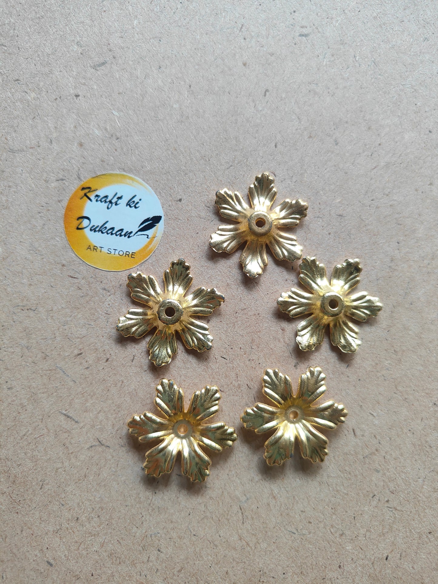 Golden Flower Beads Pack of 50 - Kraft ki Dukaan