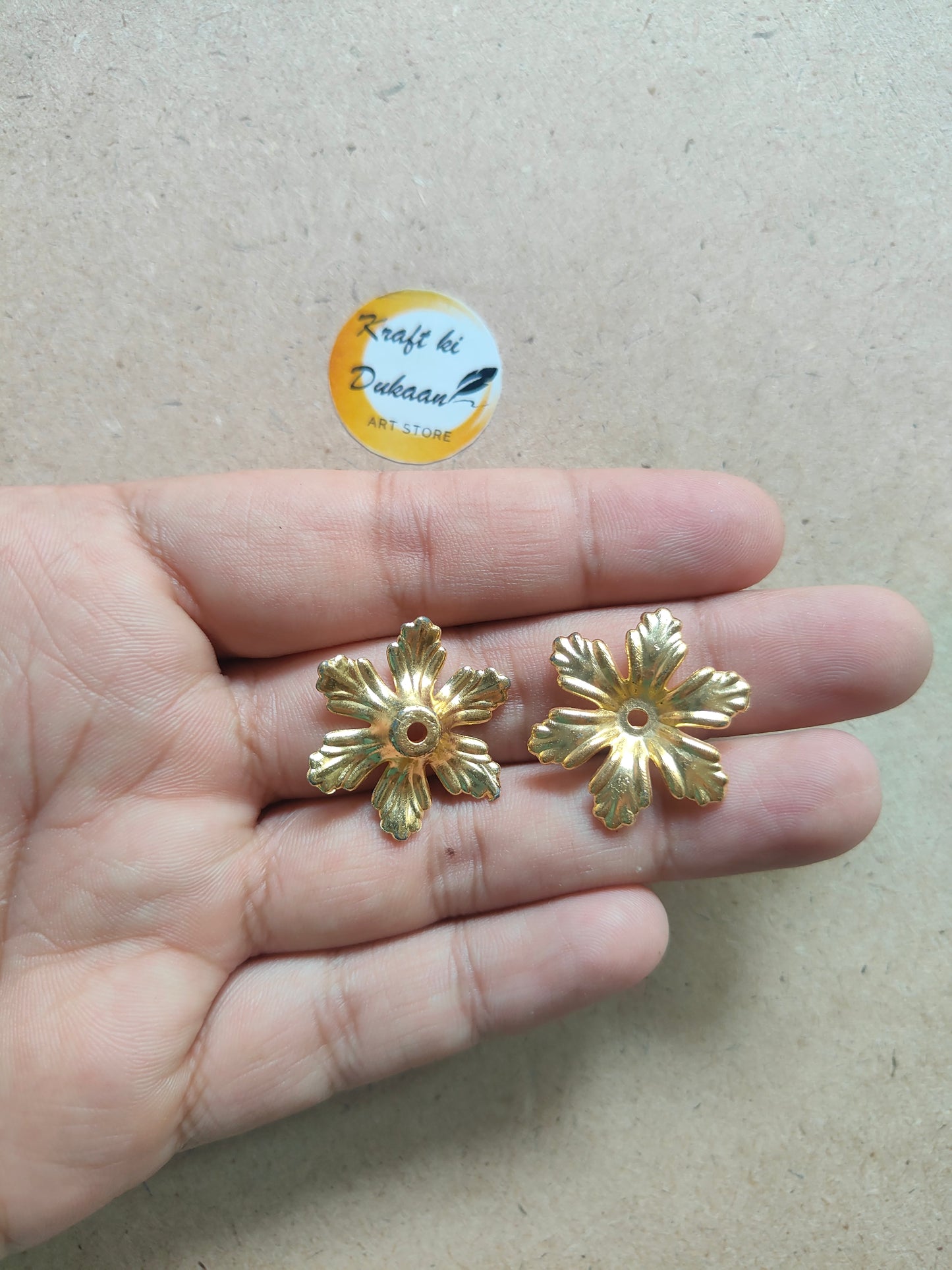 Golden Flower Beads Pack of 50 - Kraft ki Dukaan
