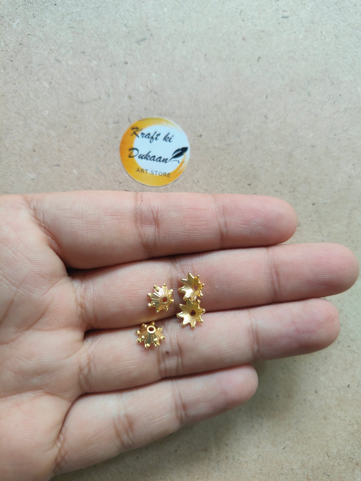 Golden Star Flower Beads Pack of 100 - Kraft ki Dukaan