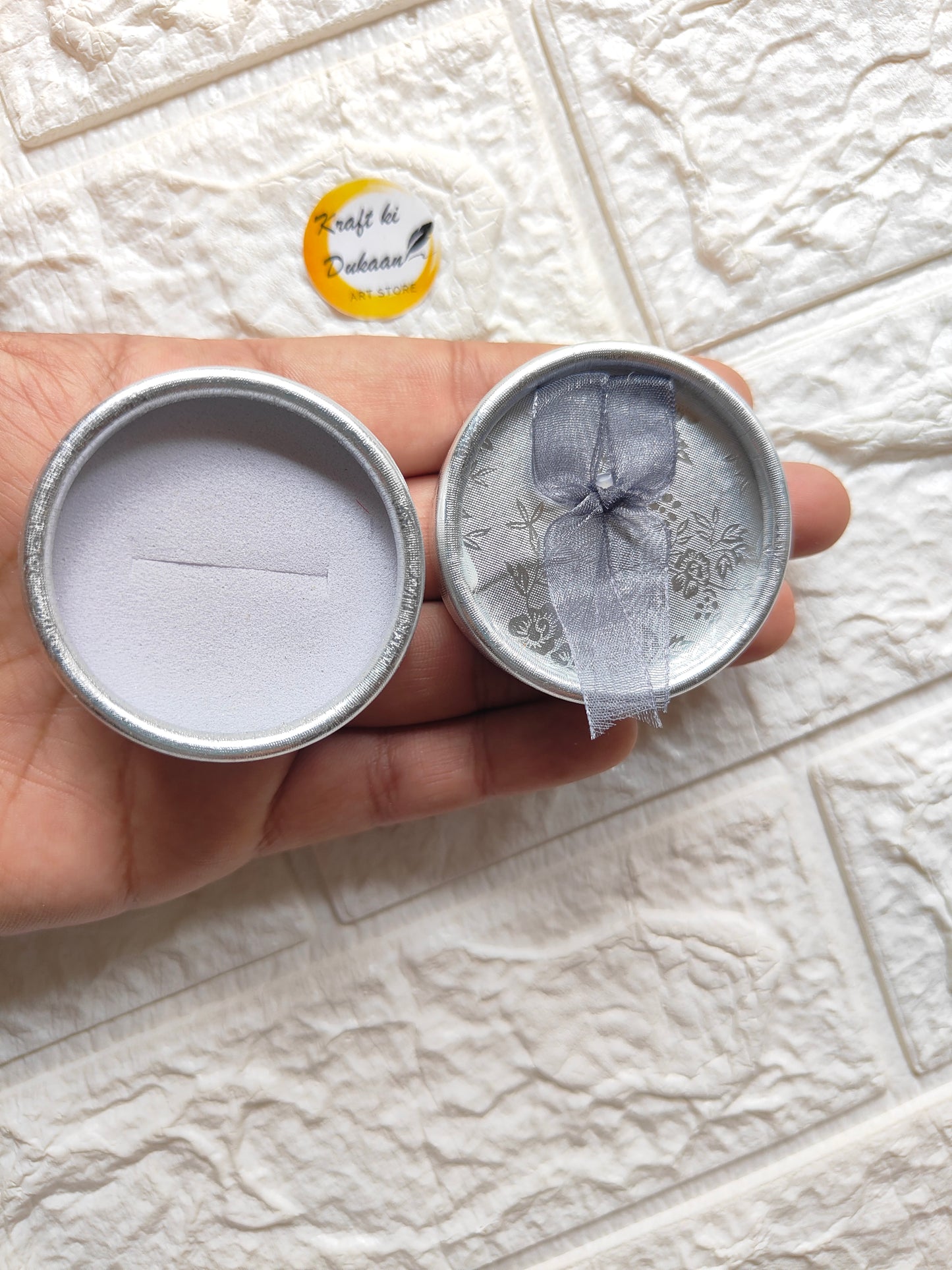 Round Ring Box Silver - Kraft ki Dukaan